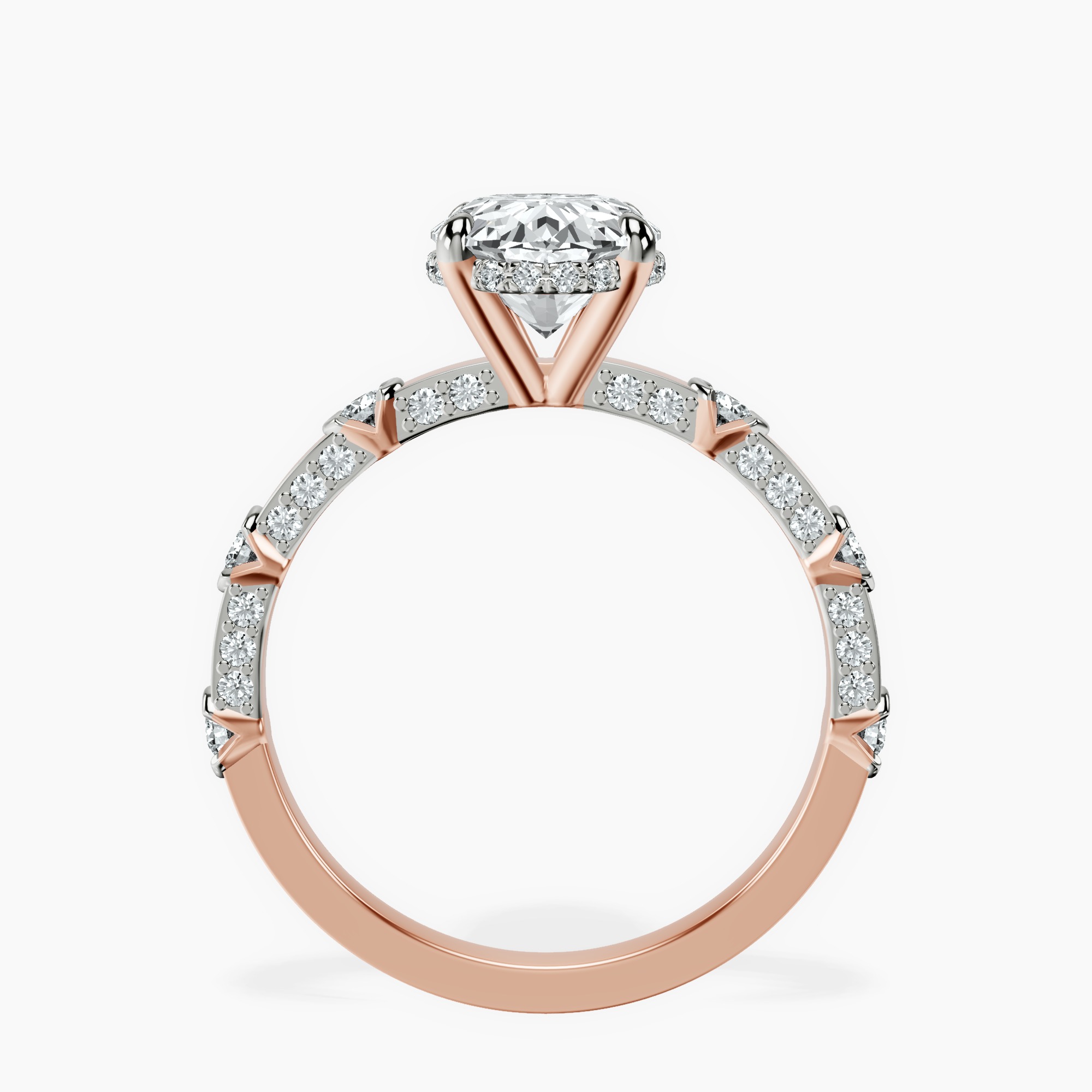 2.40 ct. oval Majestic Love lab diamond ring in 18kt rose gold side right image one
