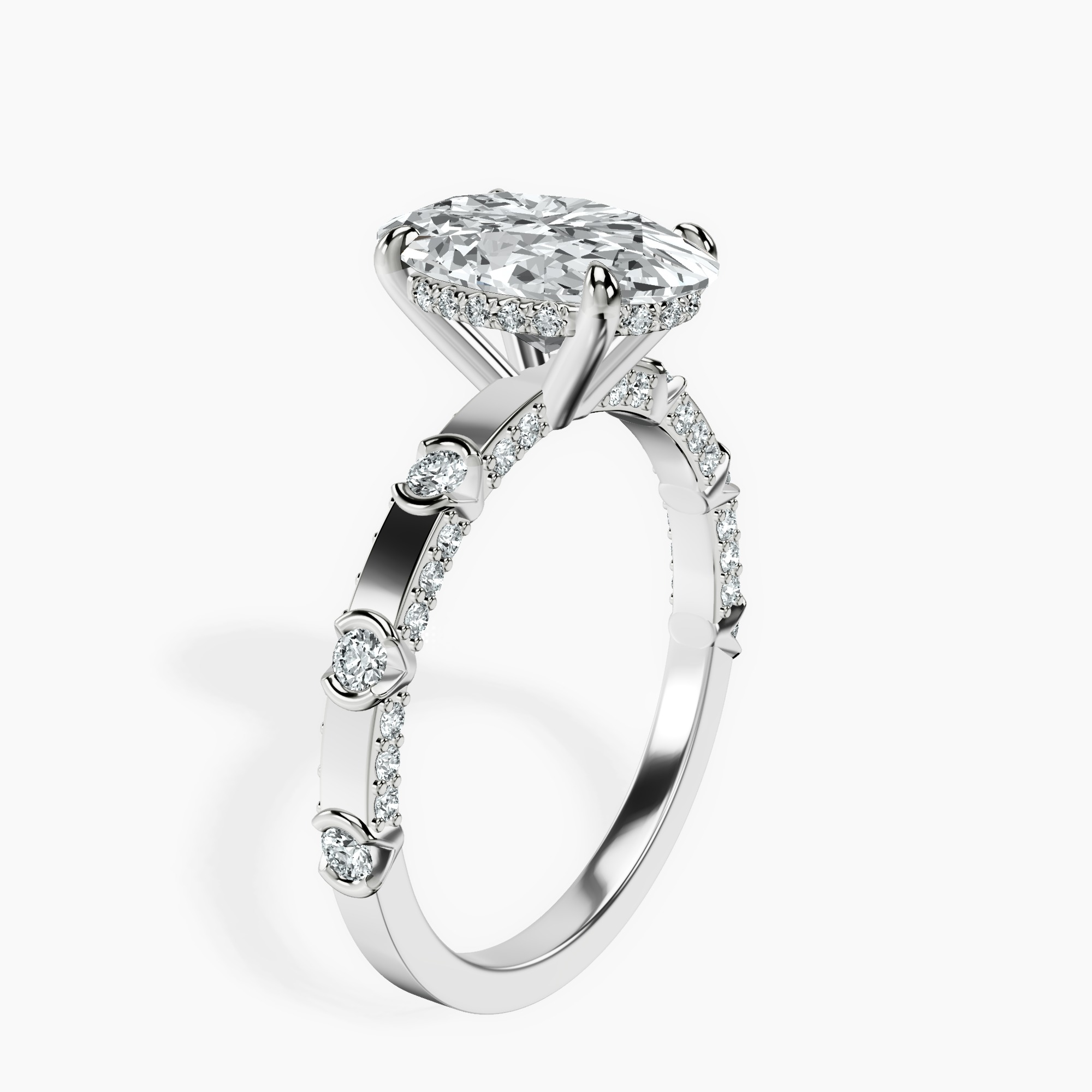 2.40 ct. oval Majestic Love lab diamond ring in 18kt white gold standing product image one