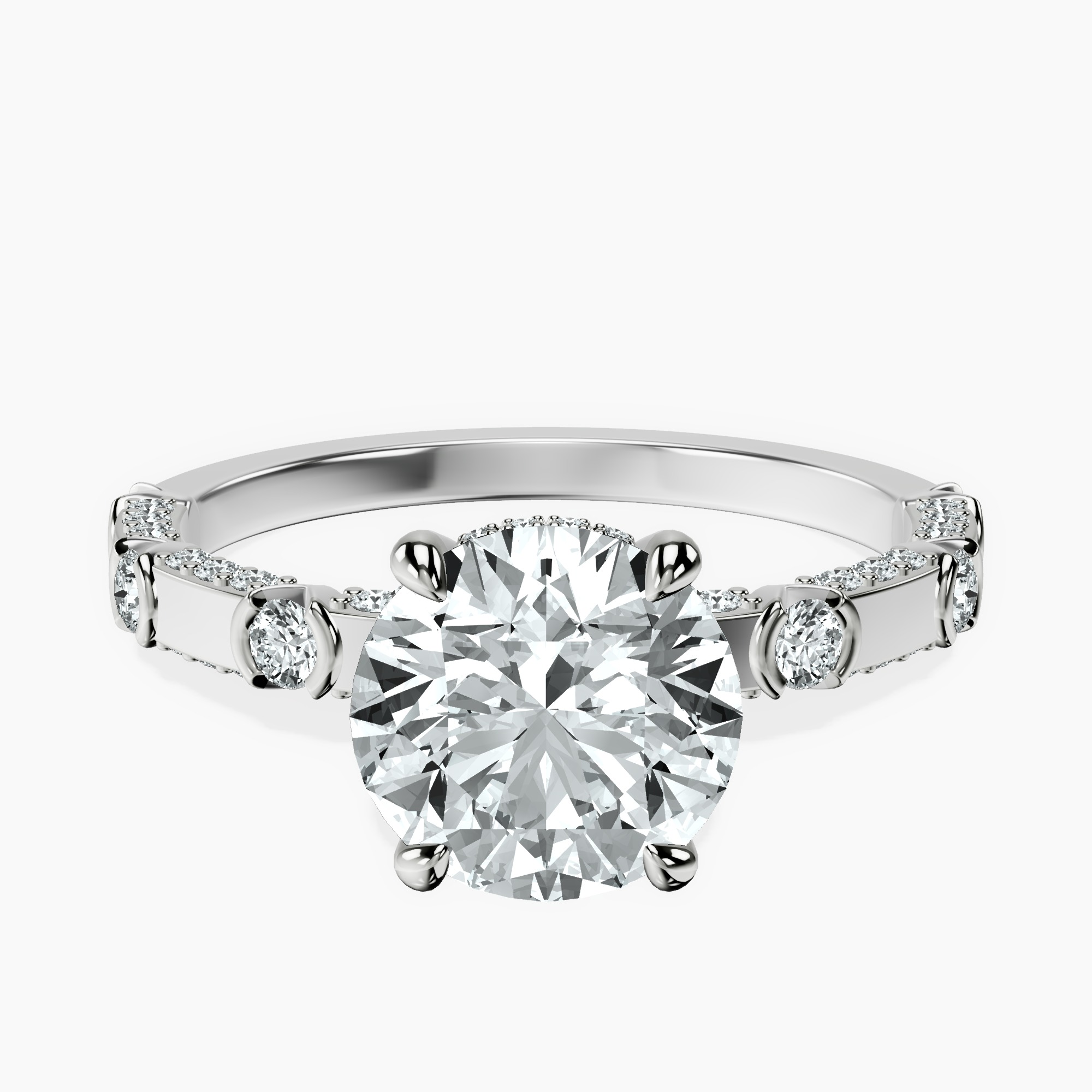 1.39 ct. round Majestic Love lab diamond ring in 18kt white gold rtr top