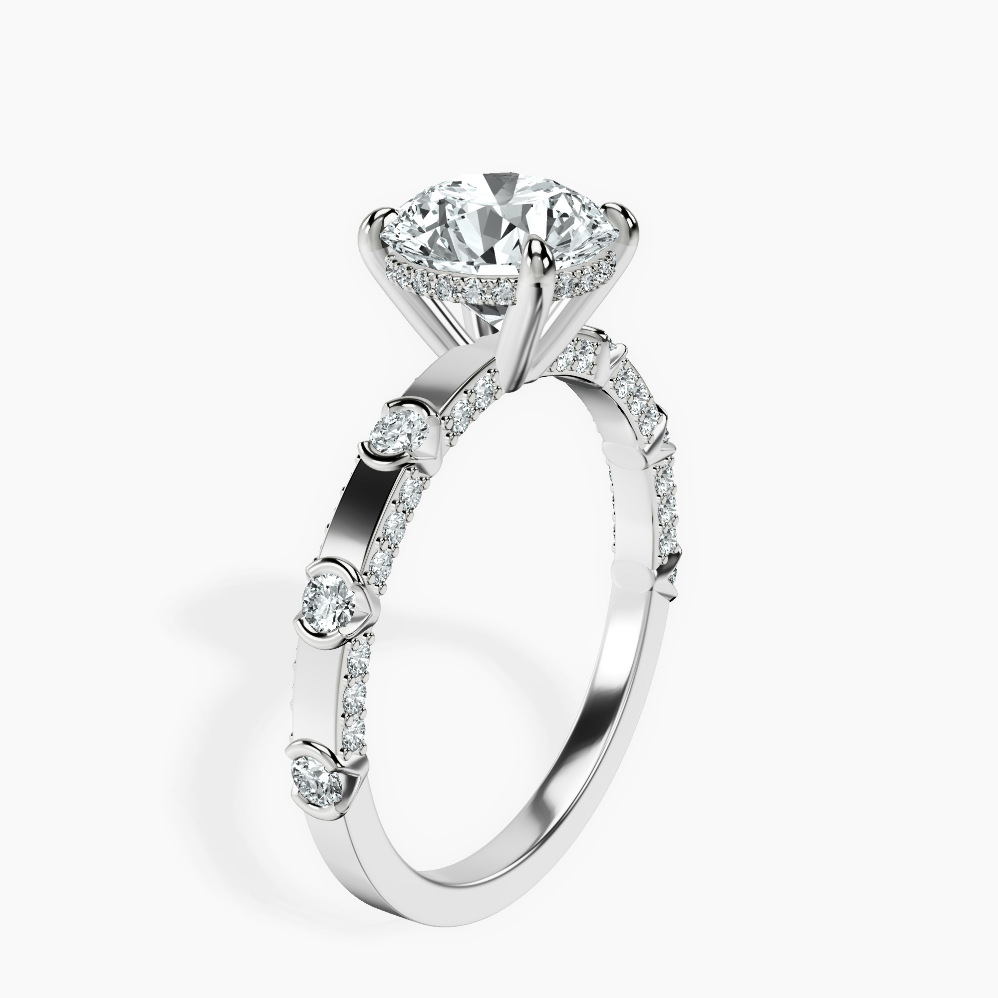 1.39 ct. round Majestic Love lab diamond ring in 18kt white gold standing product image one