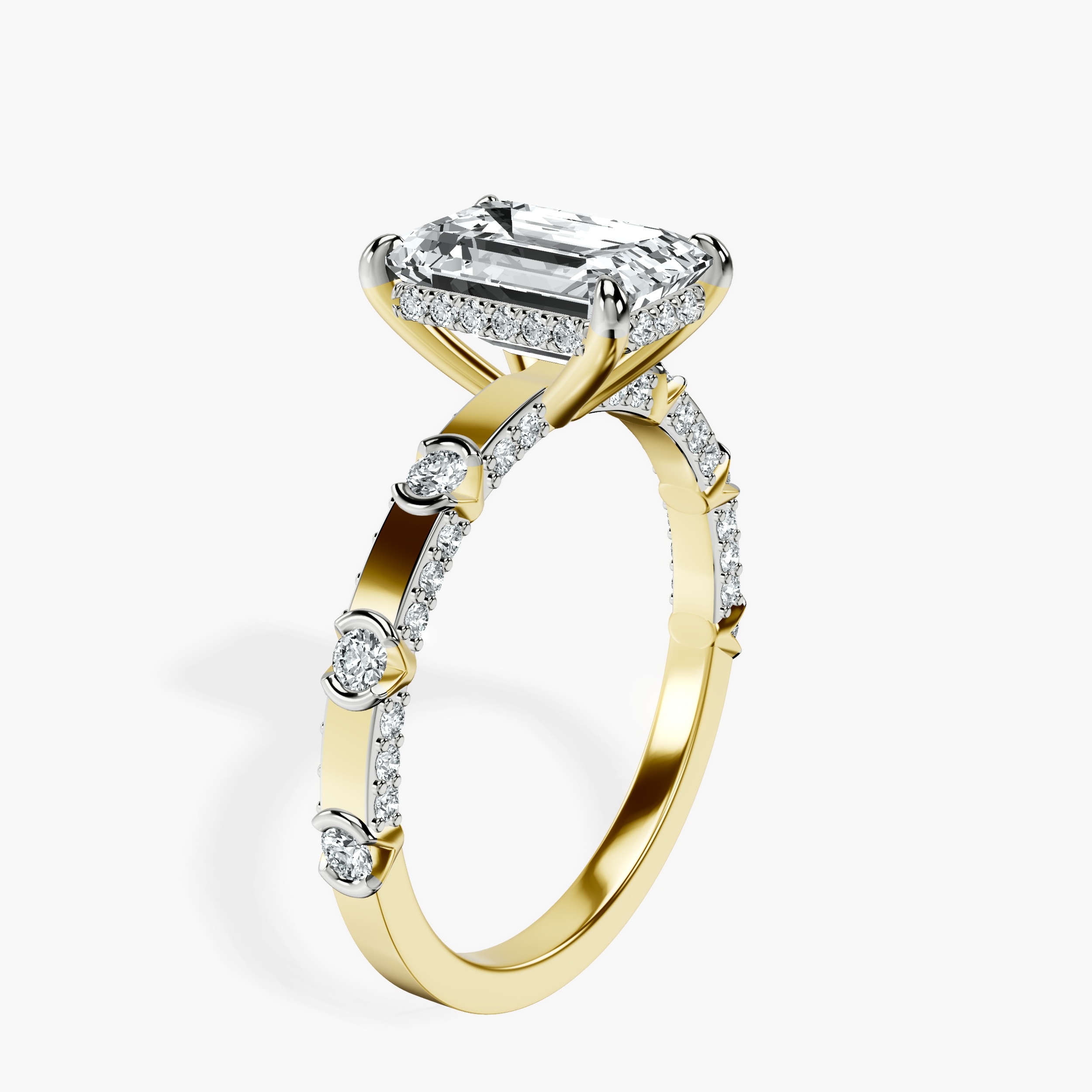 1.48 ct. emerald Majestic Love lab diamond ring in 18kt yellow gold standing product image one