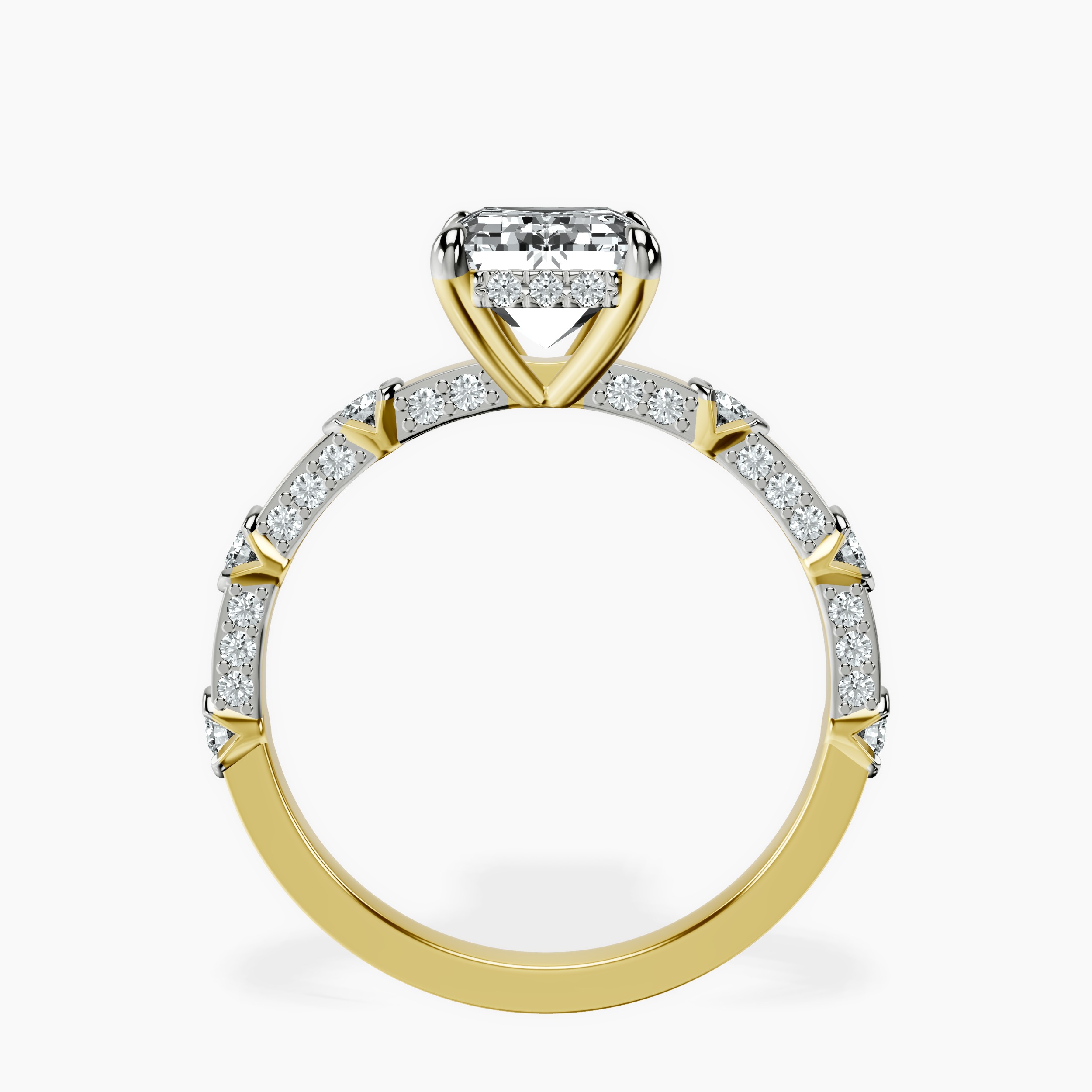 1.48 ct. emerald Majestic Love lab diamond ring in 18kt yellow gold side right image one