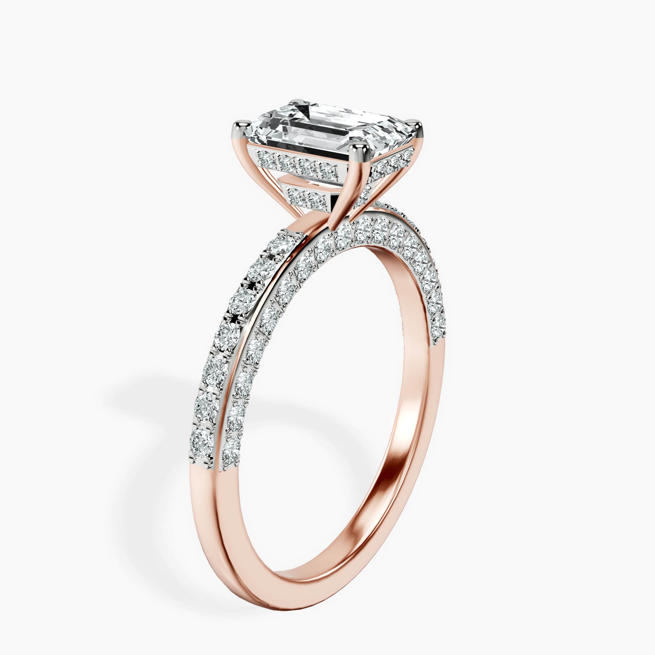 1.48 ct. emerald Adele Engagement Ring in 10kt rose gold standing product image one