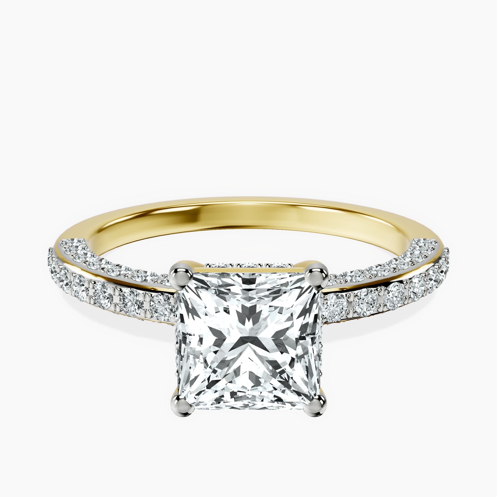 2.81 ct. princess Adele Engagement Ring in 18kt yellow gold rtr top