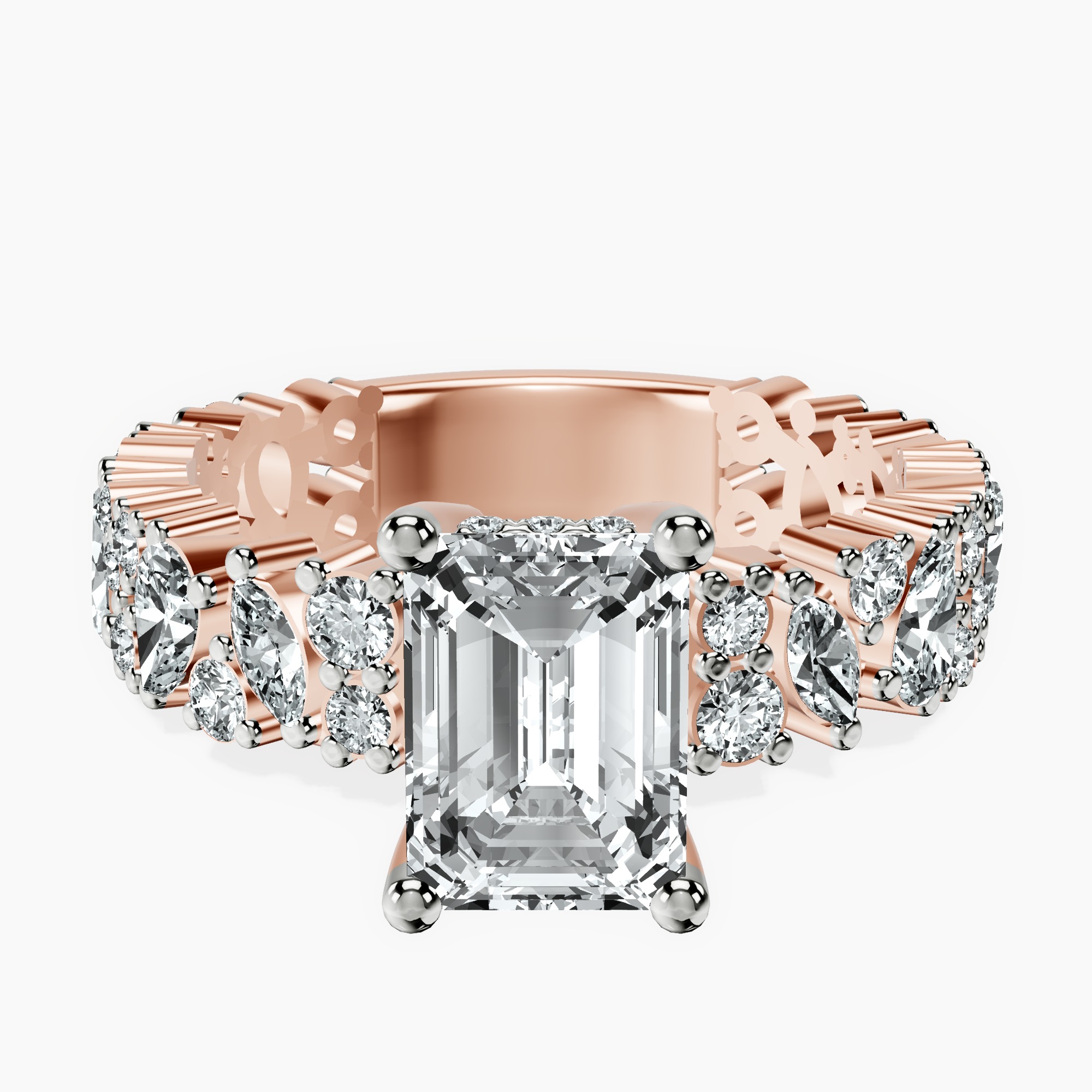 1.48 ct. emerald Skylar Ring in 14kt rose gold rtr top
