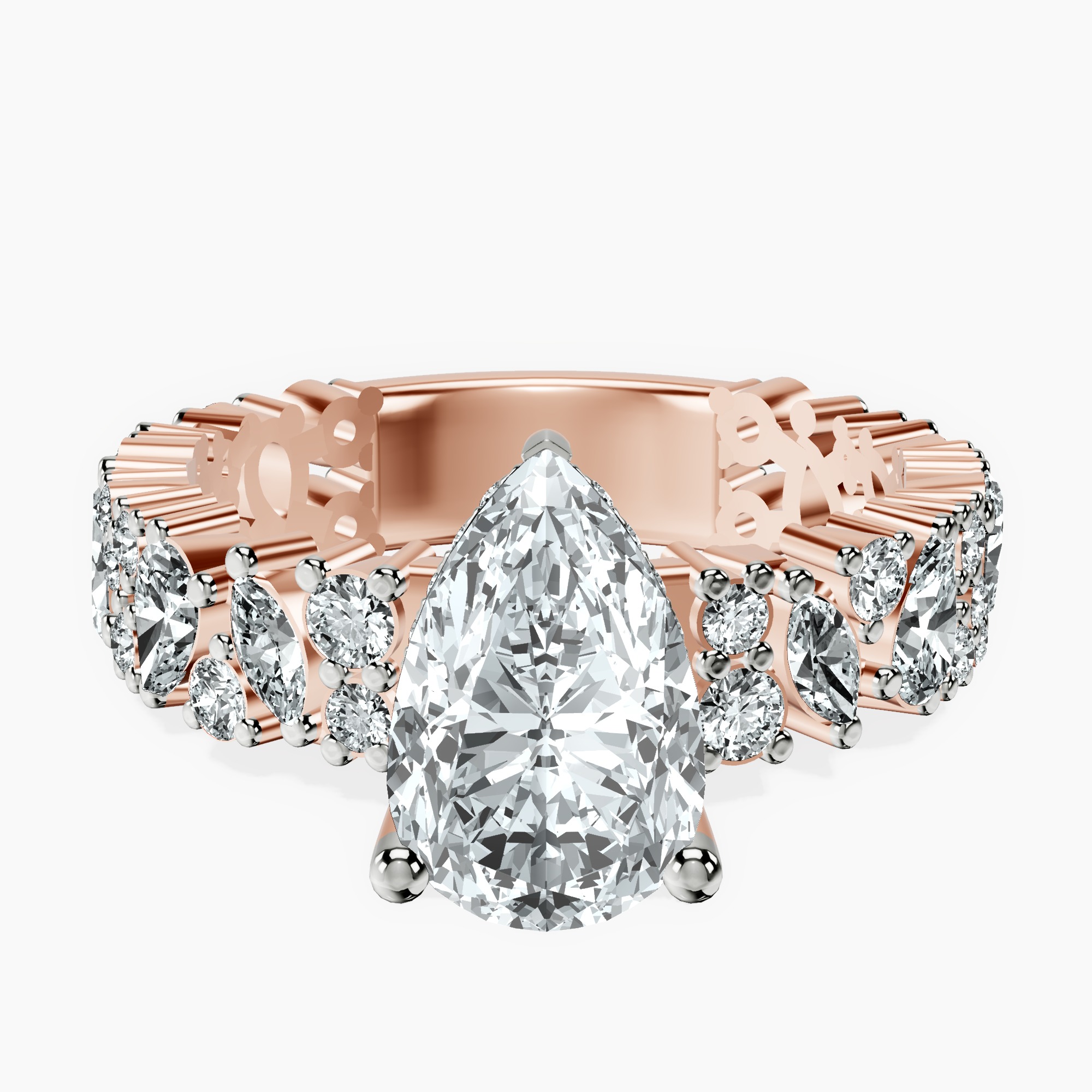 2.96 ct. pear Skylar Ring in 10kt rose gold rtr top
