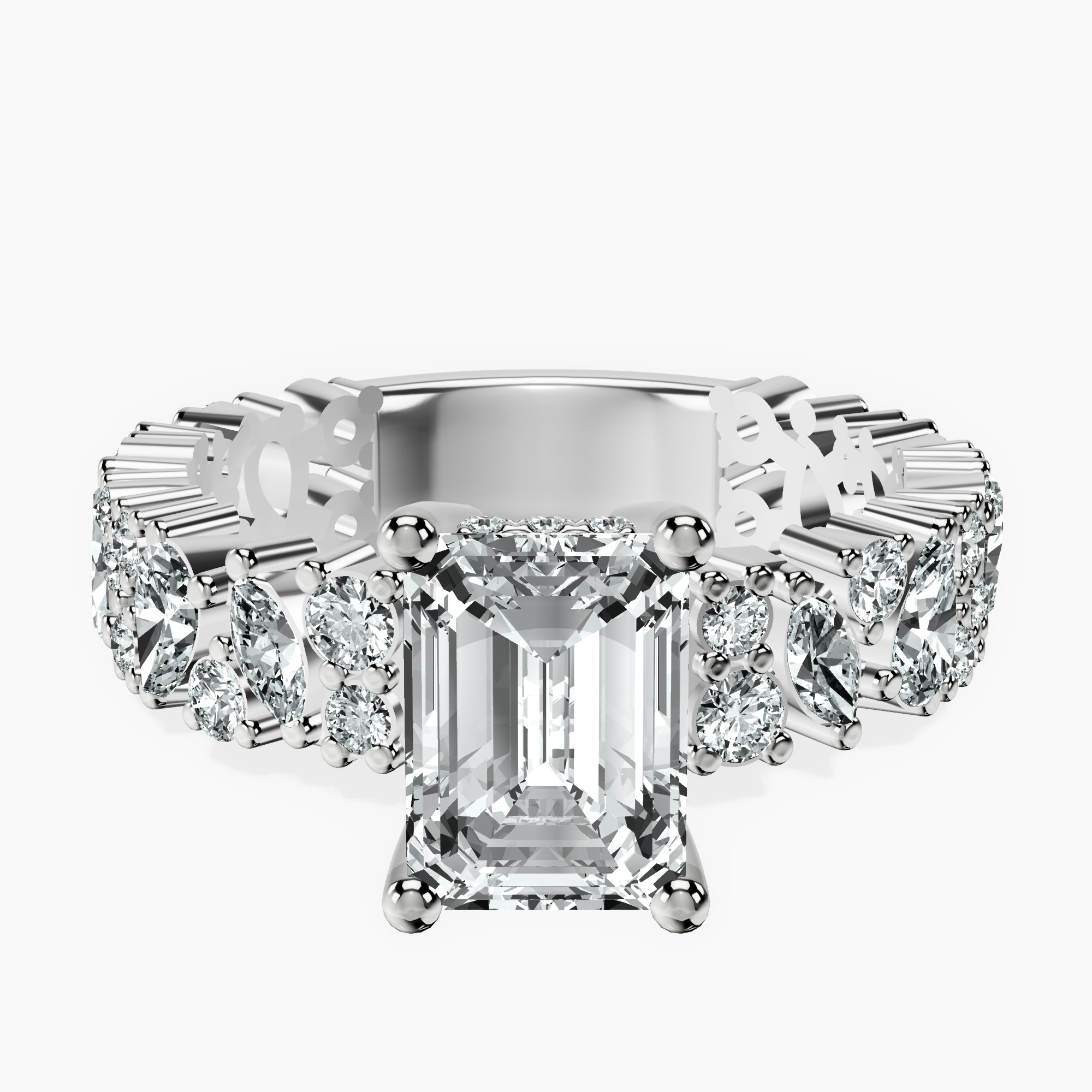 2.91 ct. emerald Skylar Ring in 18kt white gold rtr top