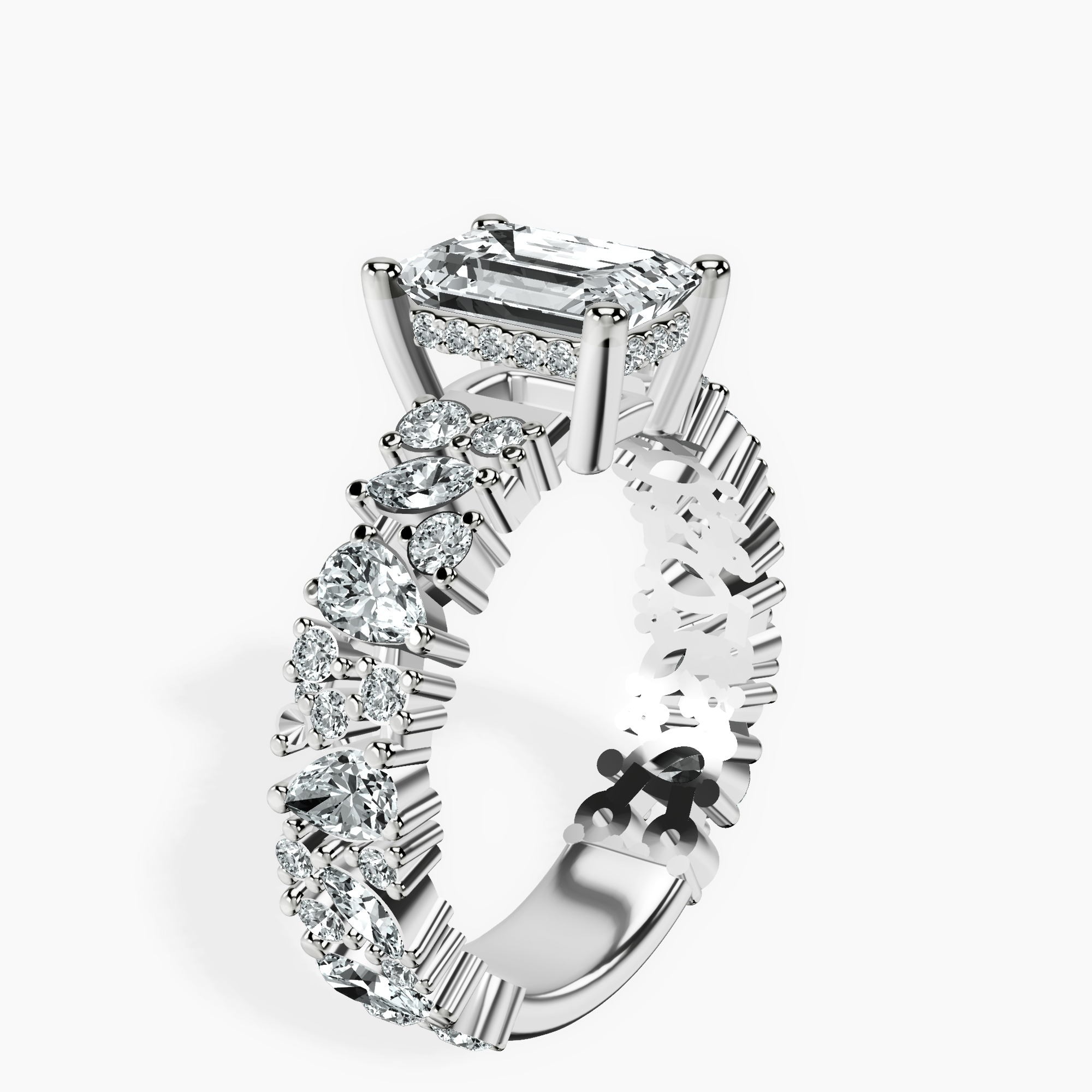 2.91 ct. emerald Skylar Ring in 18kt white gold standing product image one