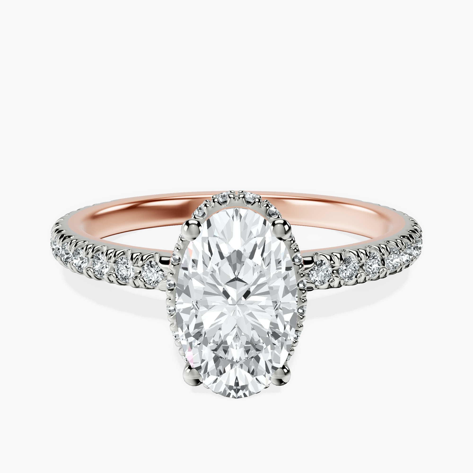 1.46 ct. oval Cleopatra Ring in 10kt rose gold rtr top