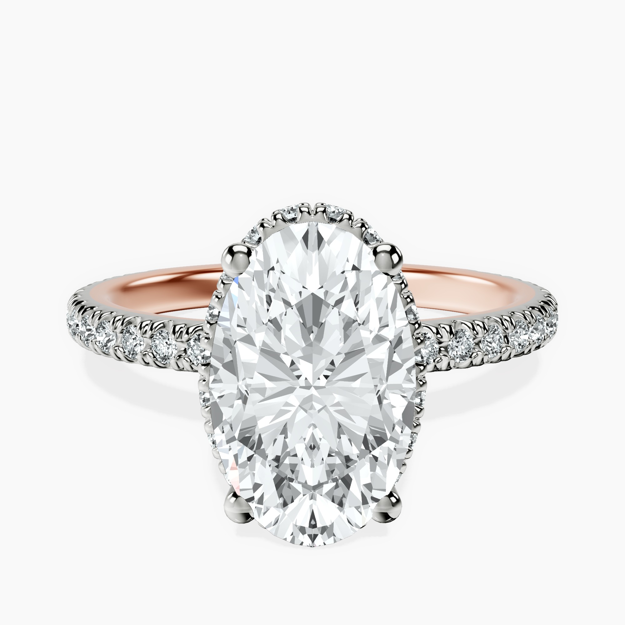 2.40 ct. oval Cleopatra Ring in 18kt rose gold rtr top