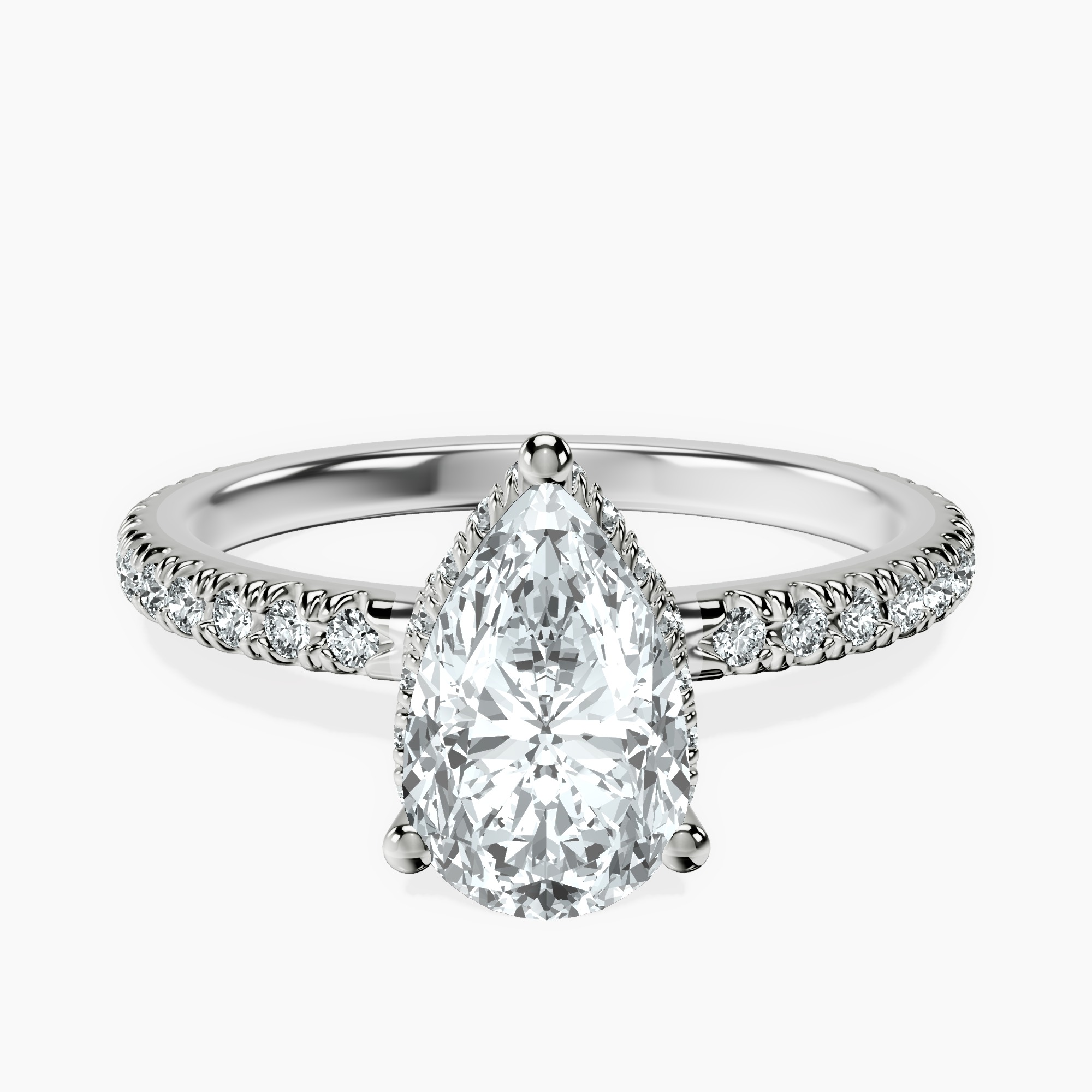 1.45 ct. pear Cleopatra Ring in 10kt white gold rtr top