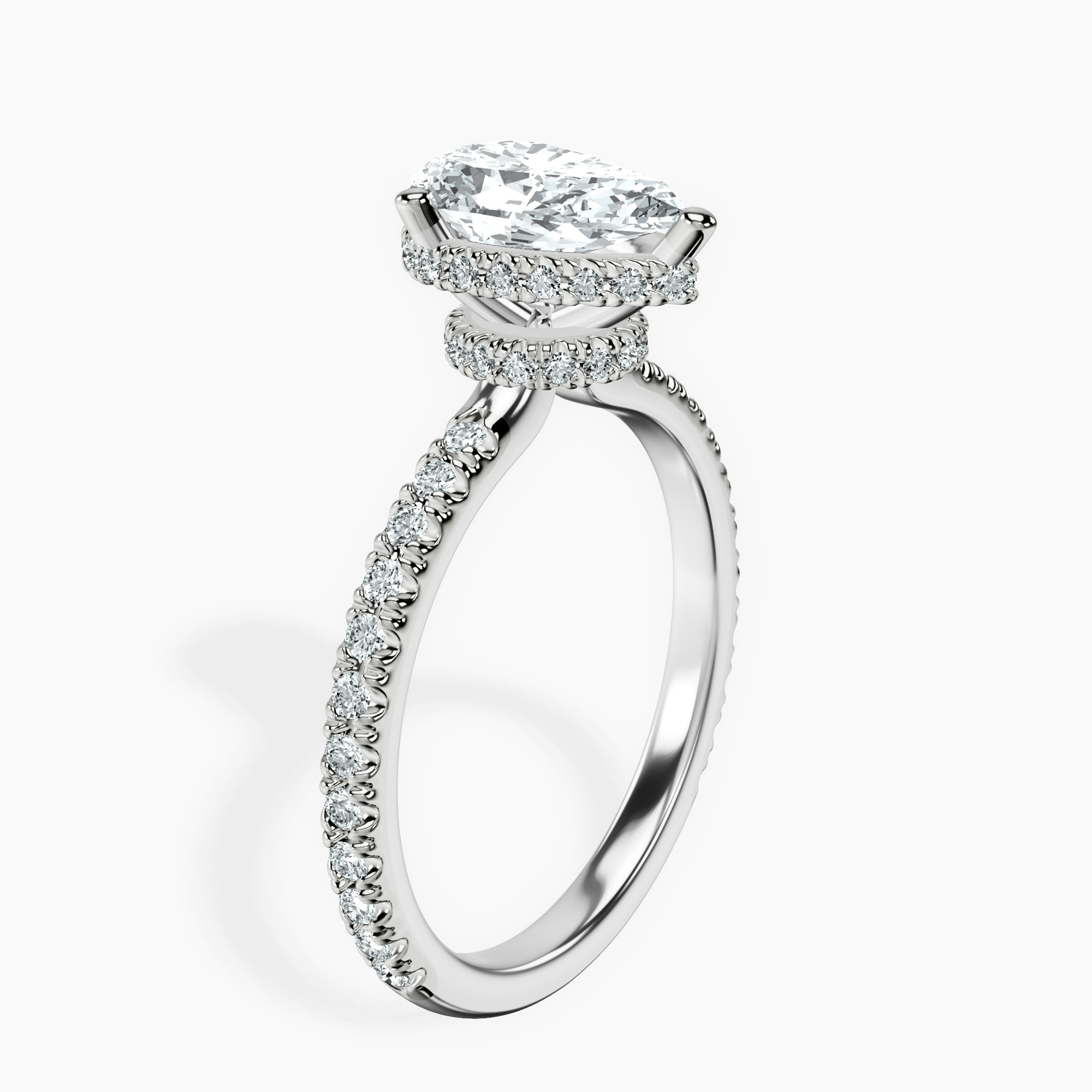 1.45 ct. pear Cleopatra Ring in 10kt white gold standing product image one