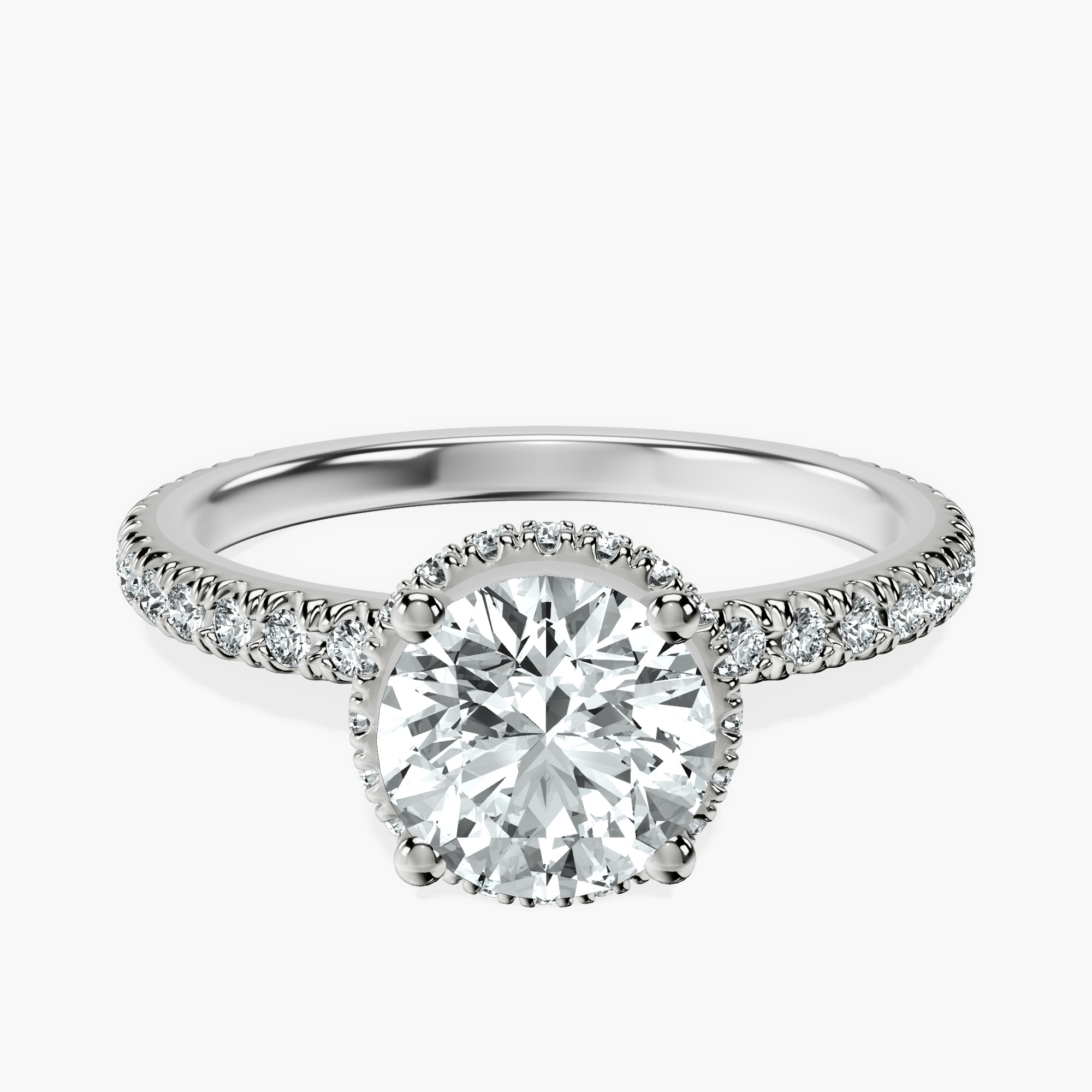 1.39 ct. round Cleopatra Ring in 10kt white gold rtr top