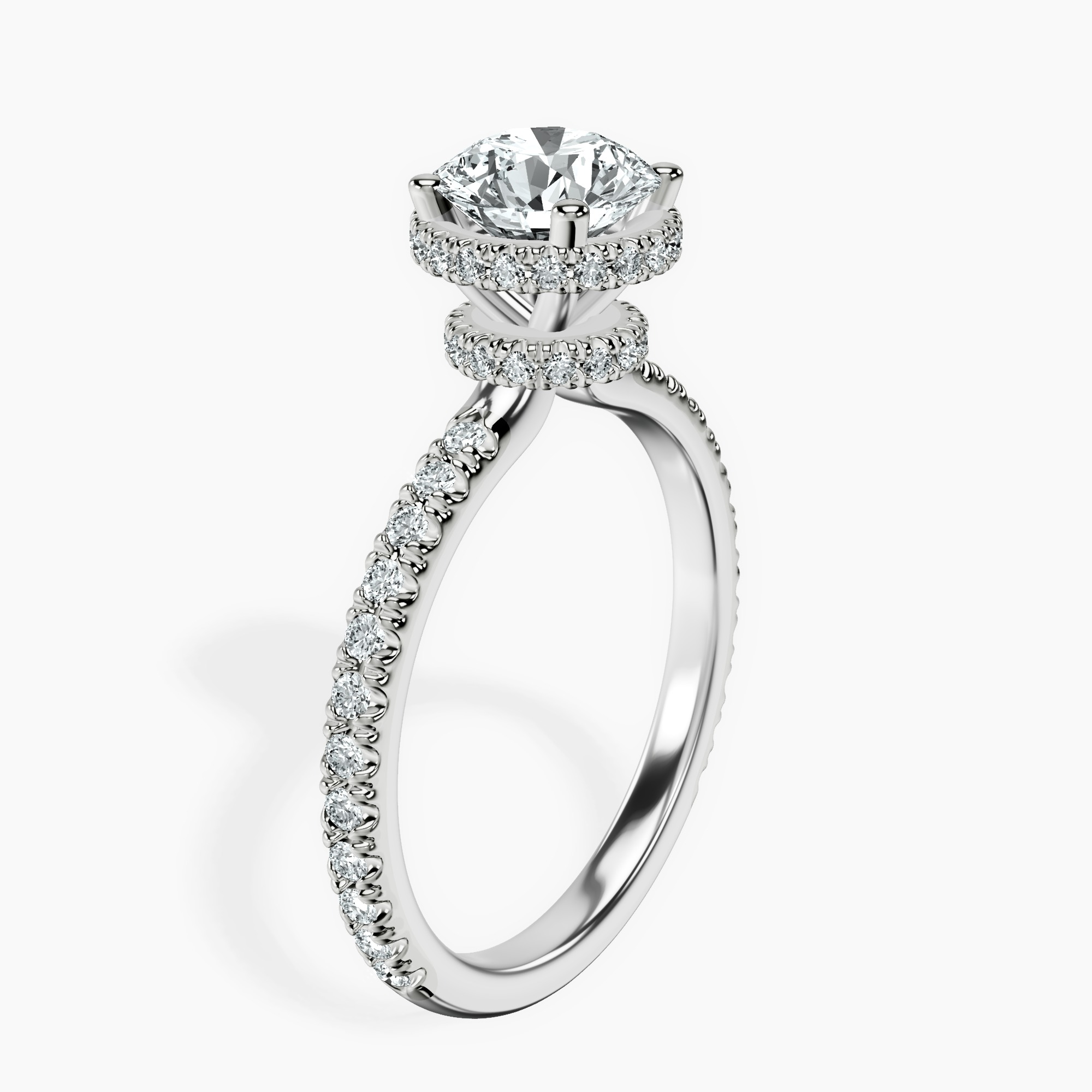 1.39 ct. round Cleopatra Ring in 10kt white gold standing product image one