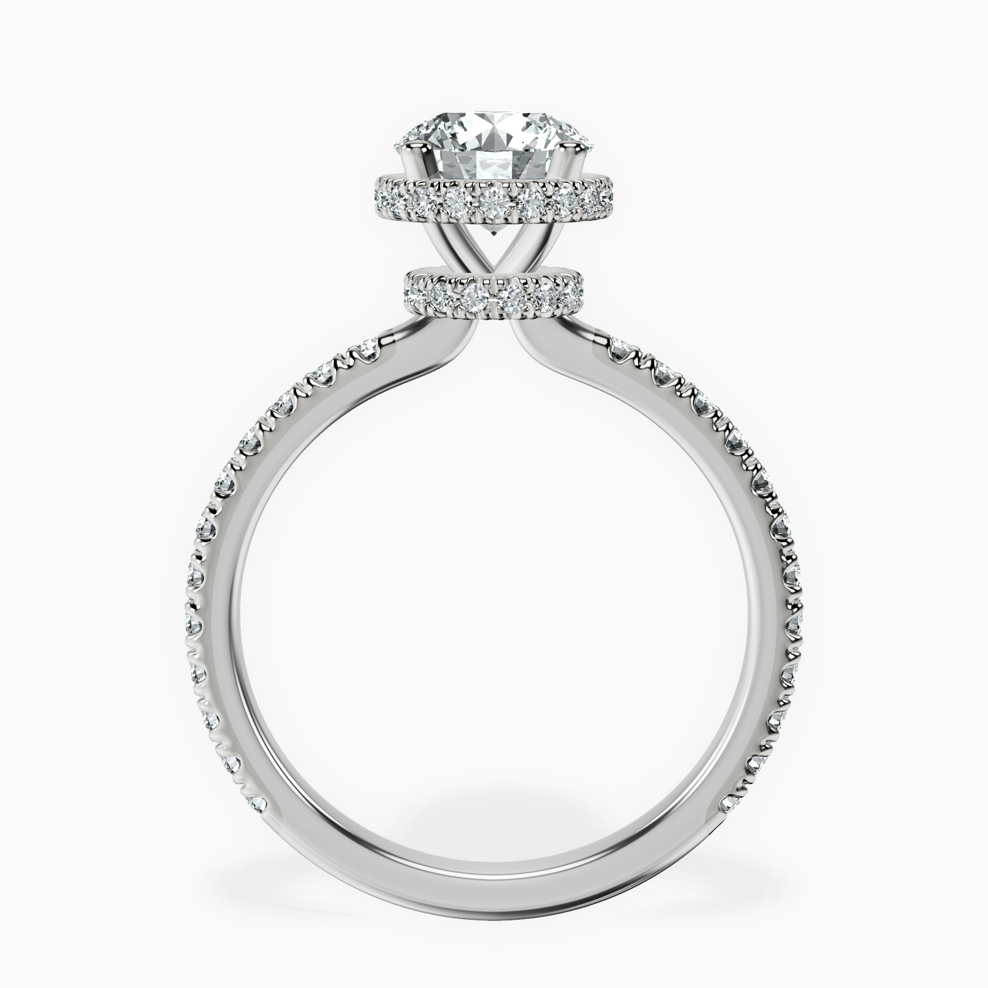 1.39 ct. round Cleopatra Ring in 10kt white gold side right image one