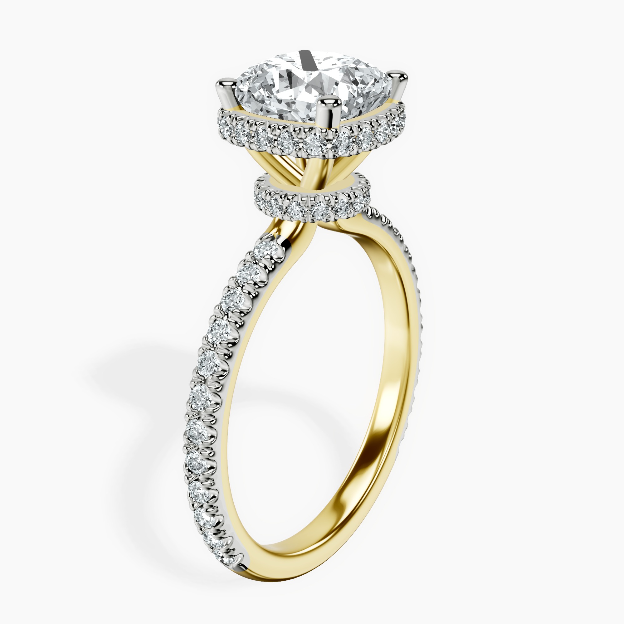 2.46 ct. cushion Cleopatra Ring in 14kt yellow gold standing product image one