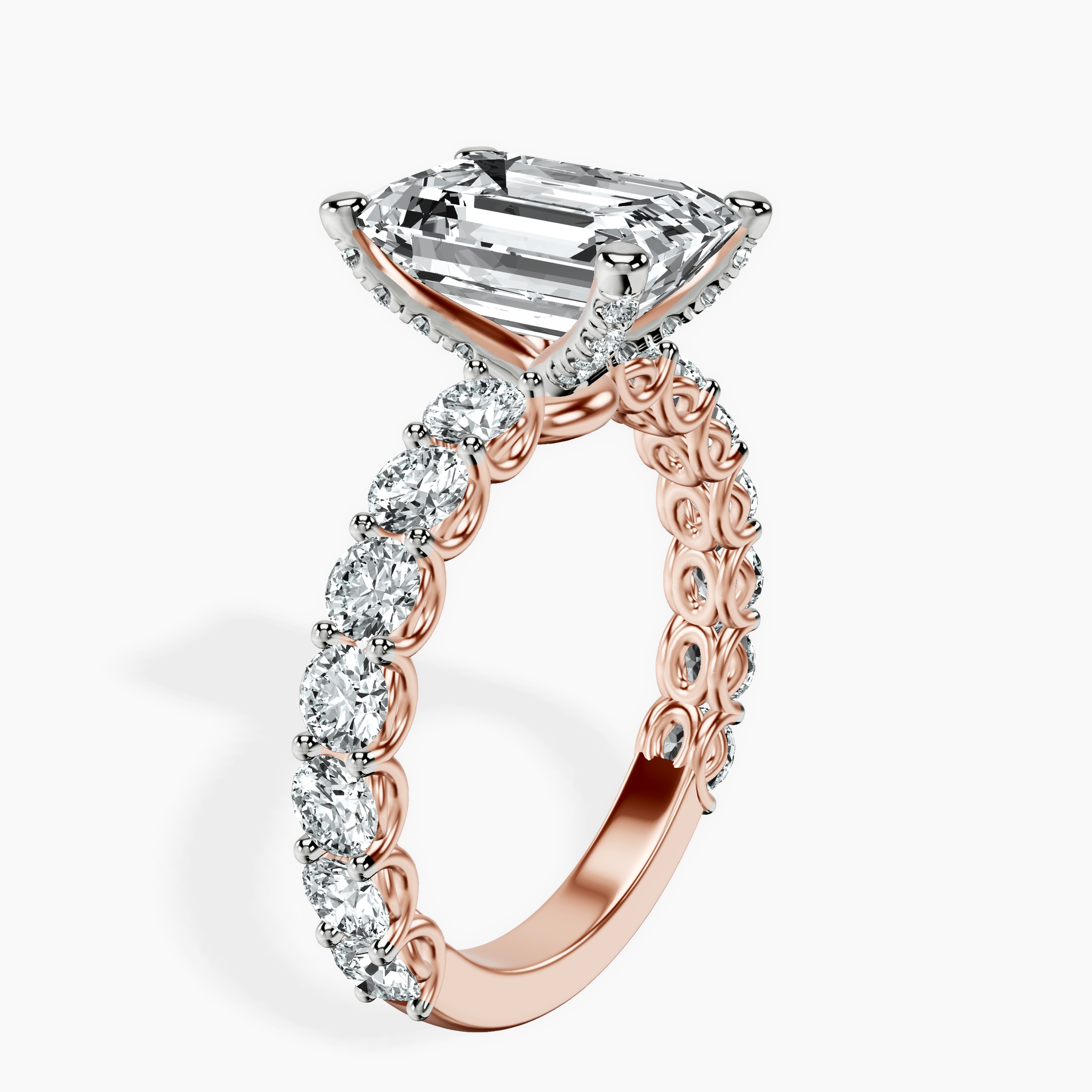 3.91 ct. emerald Genelia Ring in 10kt rose gold standing product image one