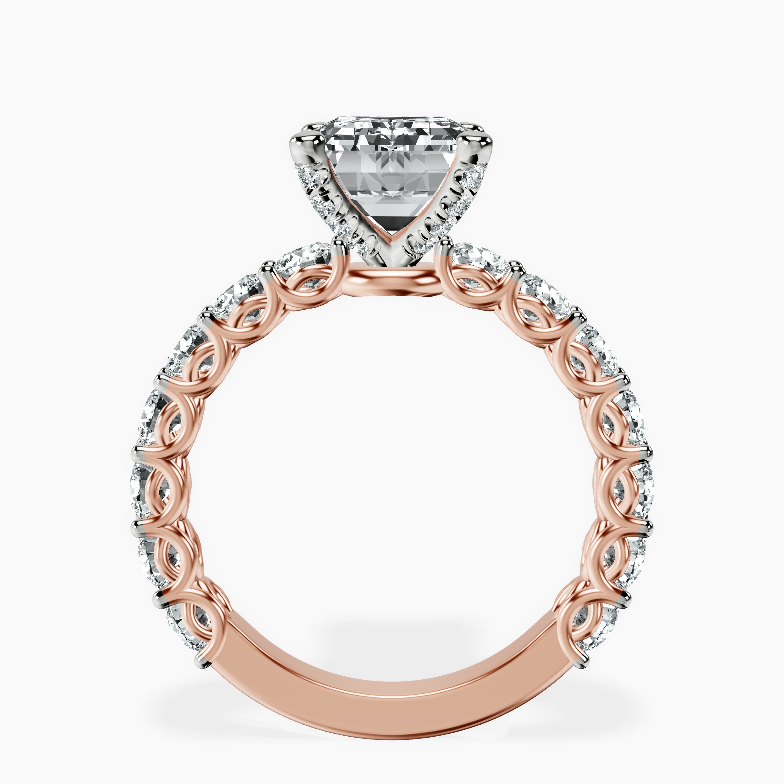 3.91 ct. emerald Genelia Ring in 10kt rose gold side right image one