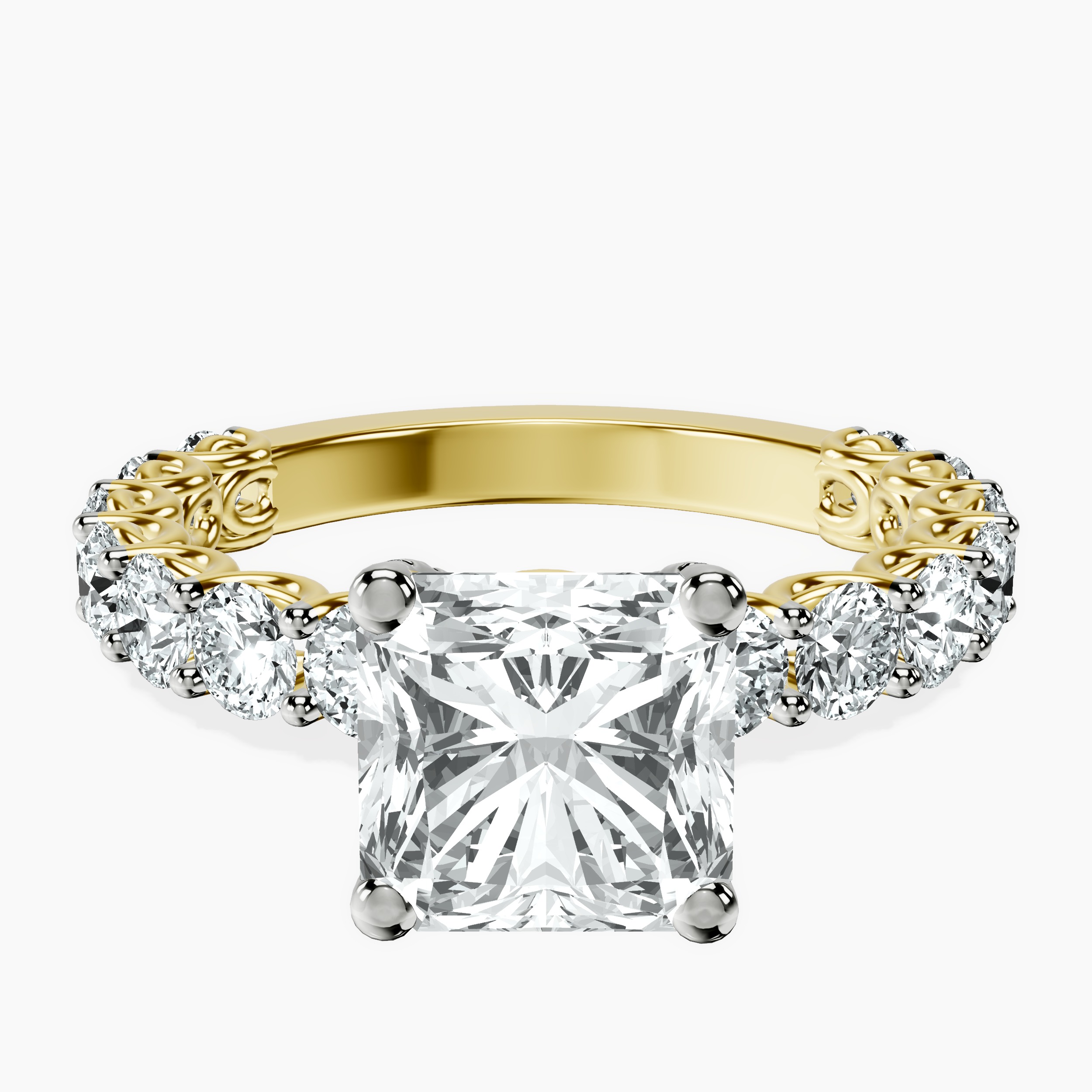 2.94 ct. radiant Genelia Ring in 10kt yellow gold rtr top