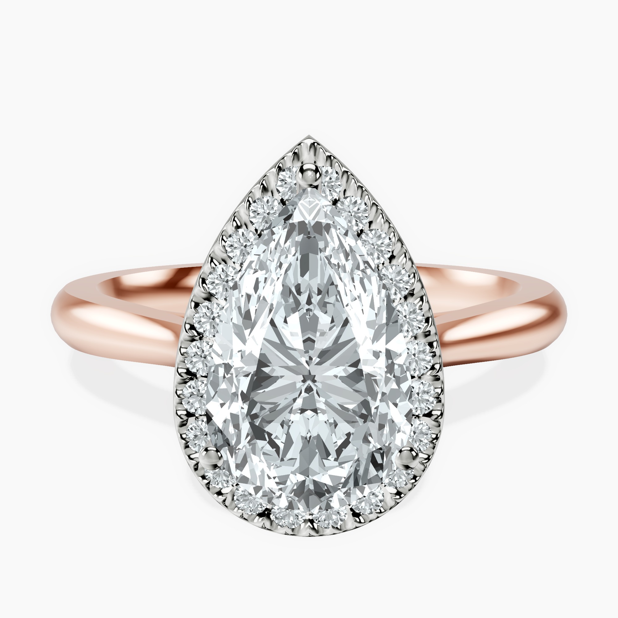 2.59 ct. pear Harriet Ring in 14kt rose gold rtr top