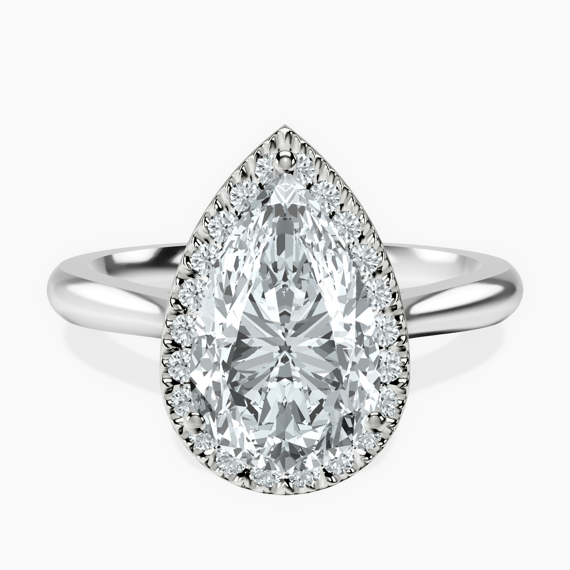 2.96 ct. pear Harriet Ring in 14kt white gold rtr top