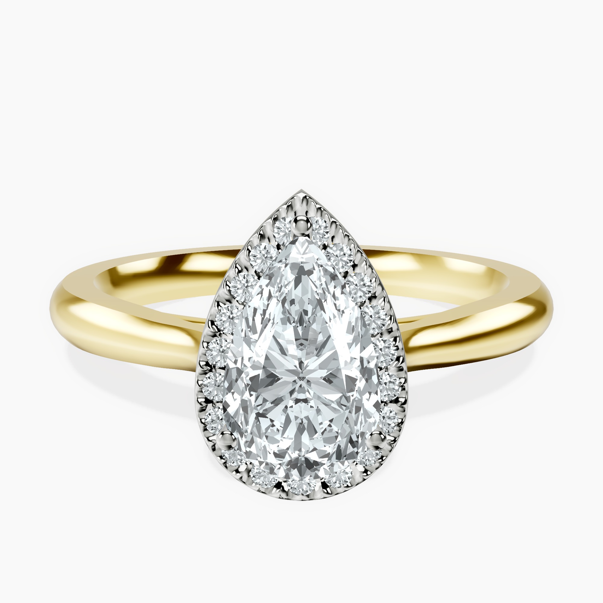 1.34 ct. pear Harriet Ring in 18kt yellow gold rtr top