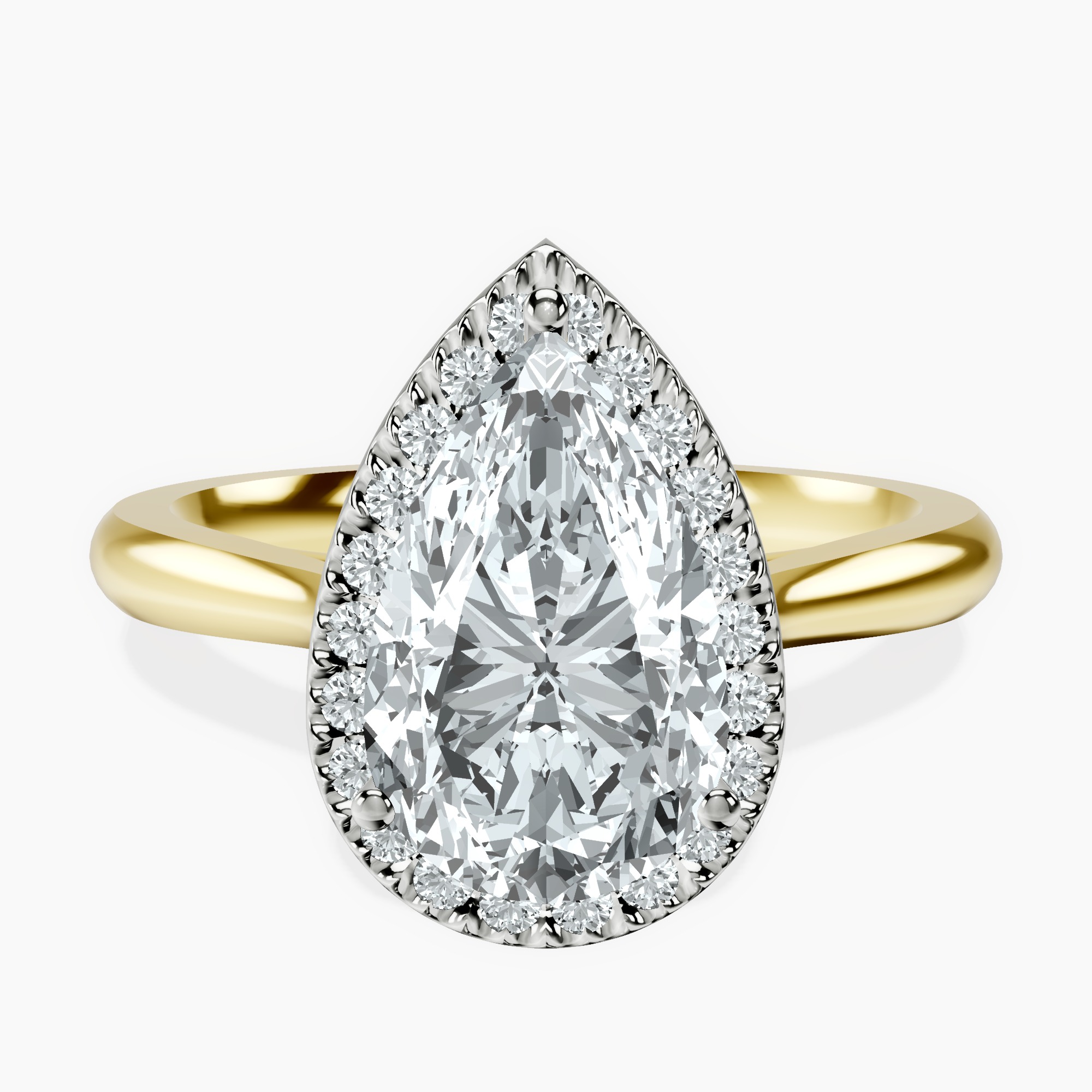 2.96 ct. pear Harriet Ring in 18kt yellow gold rtr top