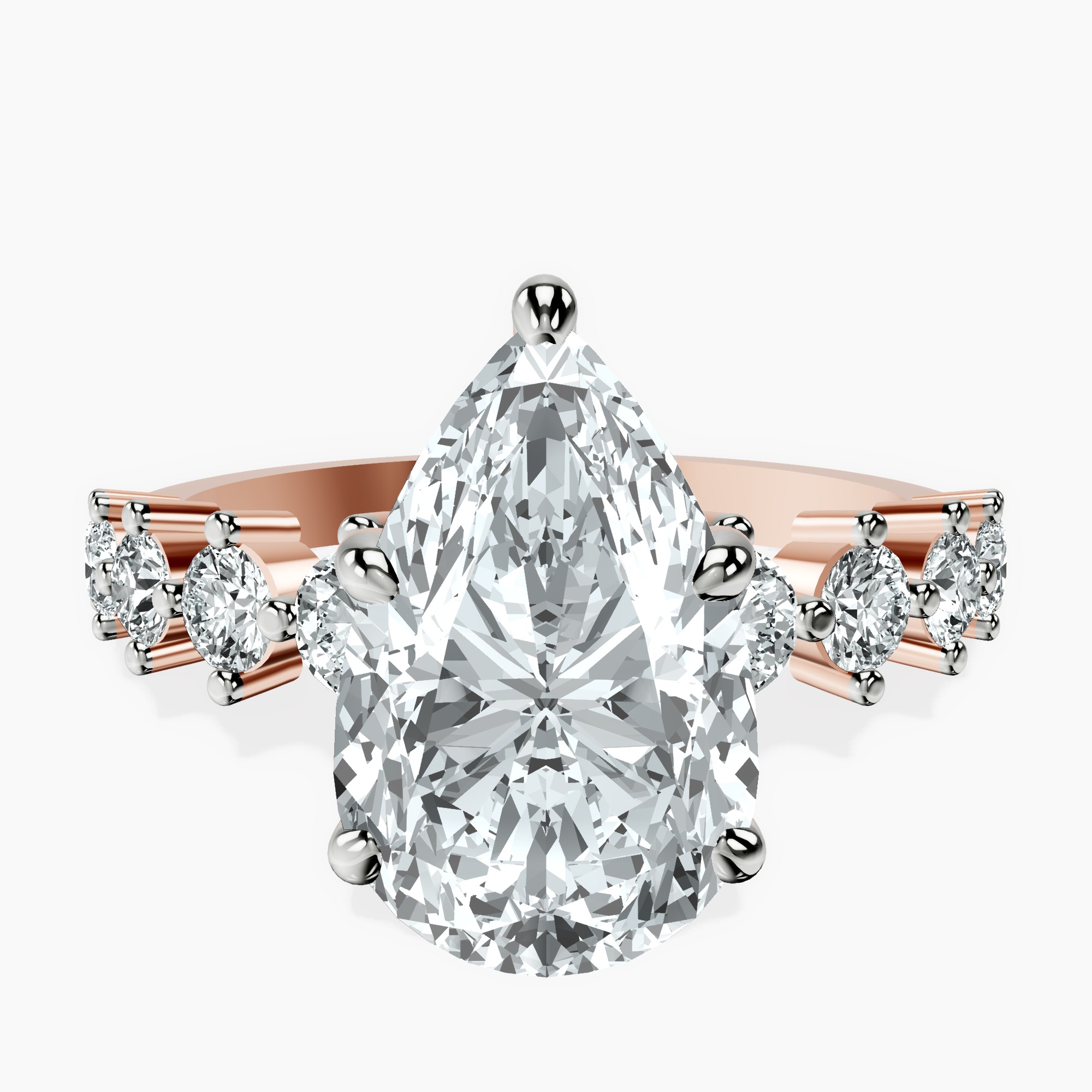 3.99 ct. pear Edna Ring in 10kt rose gold rtr top