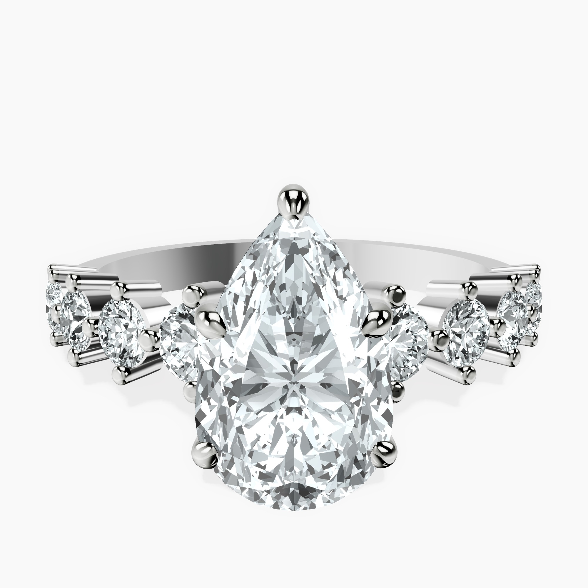 2.96 ct. pear Edna Ring in 10kt white gold rtr top