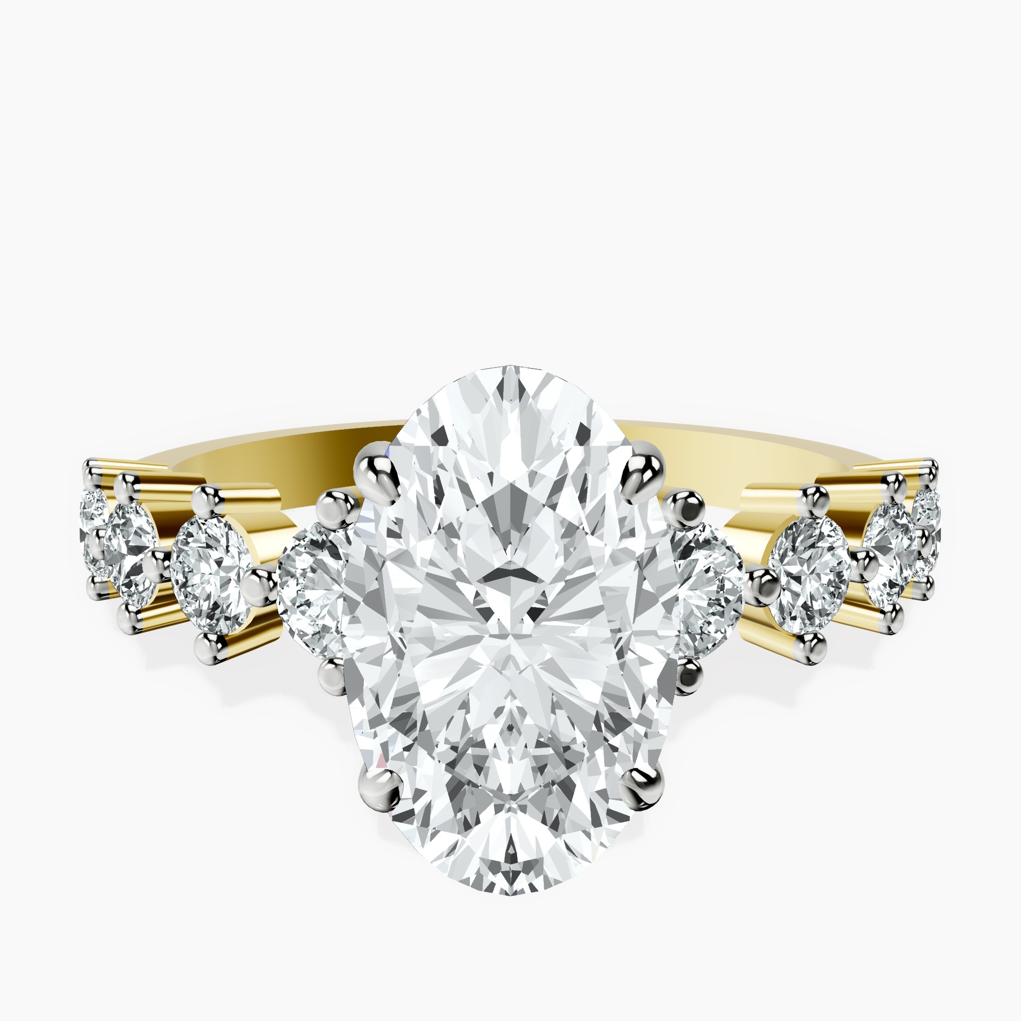 2.40 ct. oval Edna Ring in 14kt yellow gold rtr top