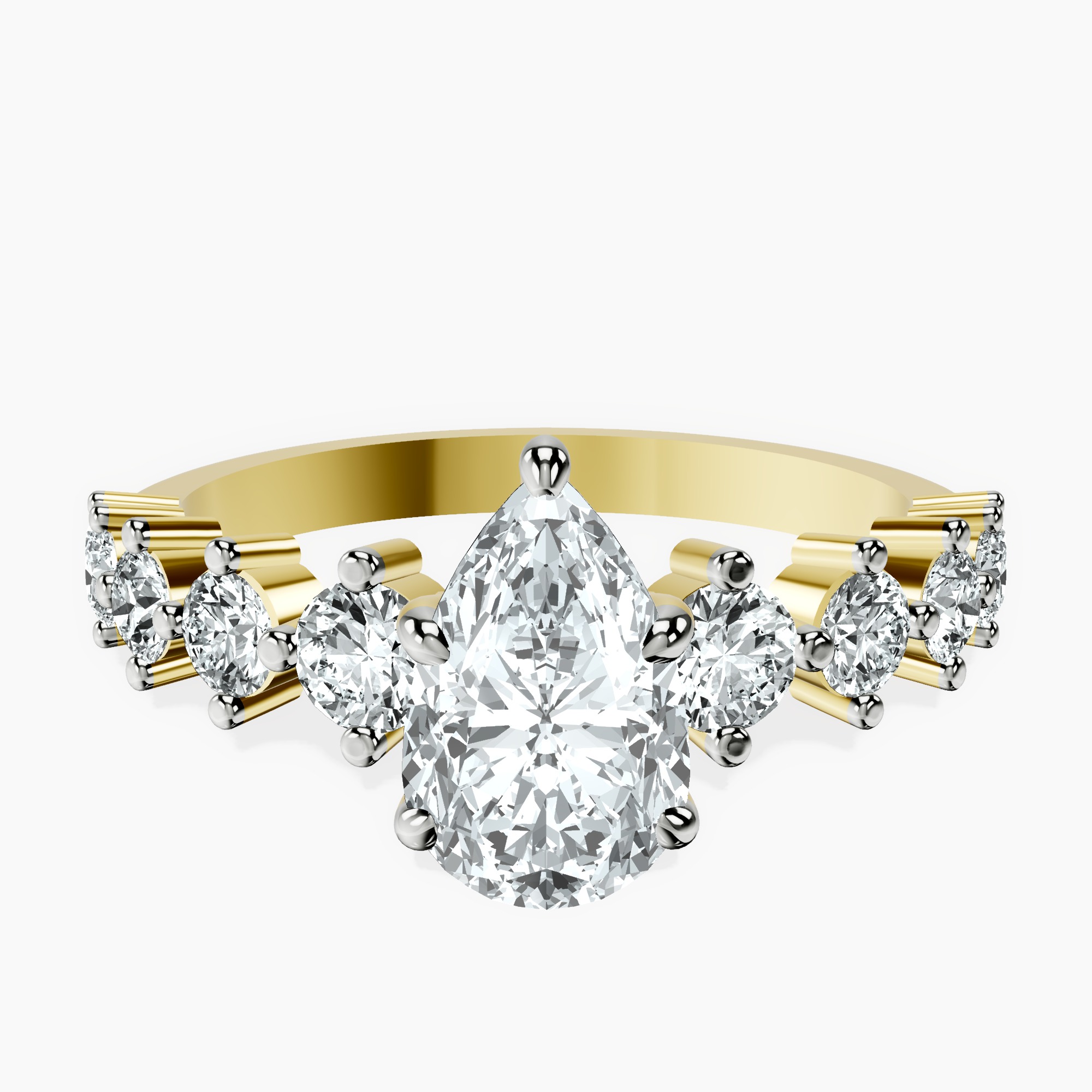 1.45 ct. pear Edna Ring in 10kt yellow gold rtr top