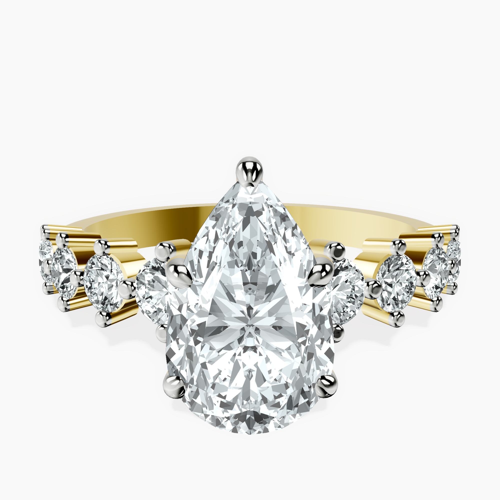 2.96 ct. pear Edna Ring in 18kt yellow gold rtr top