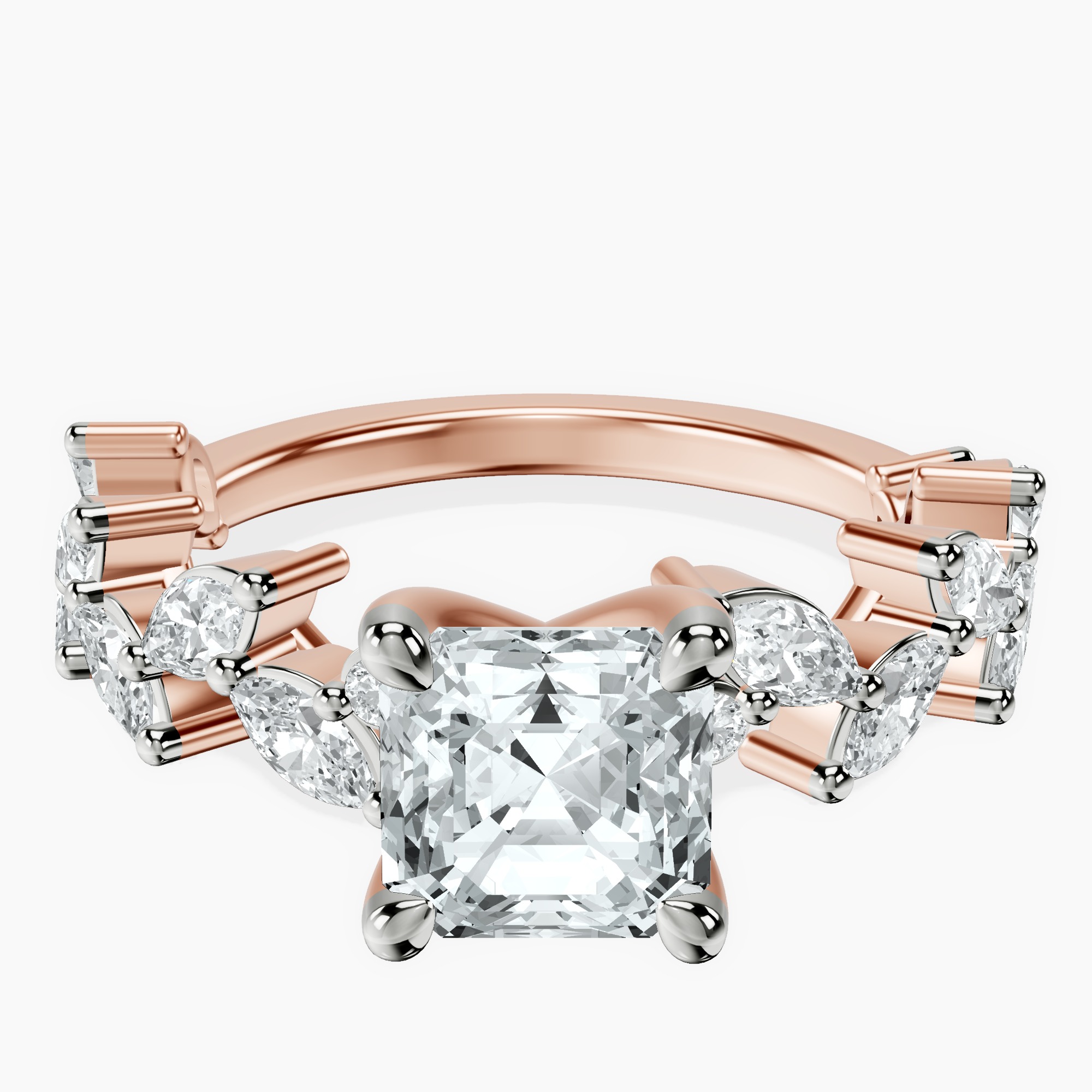 14kt Rose Gold Hester Petite Side Stone Lab Diamond Ring front image