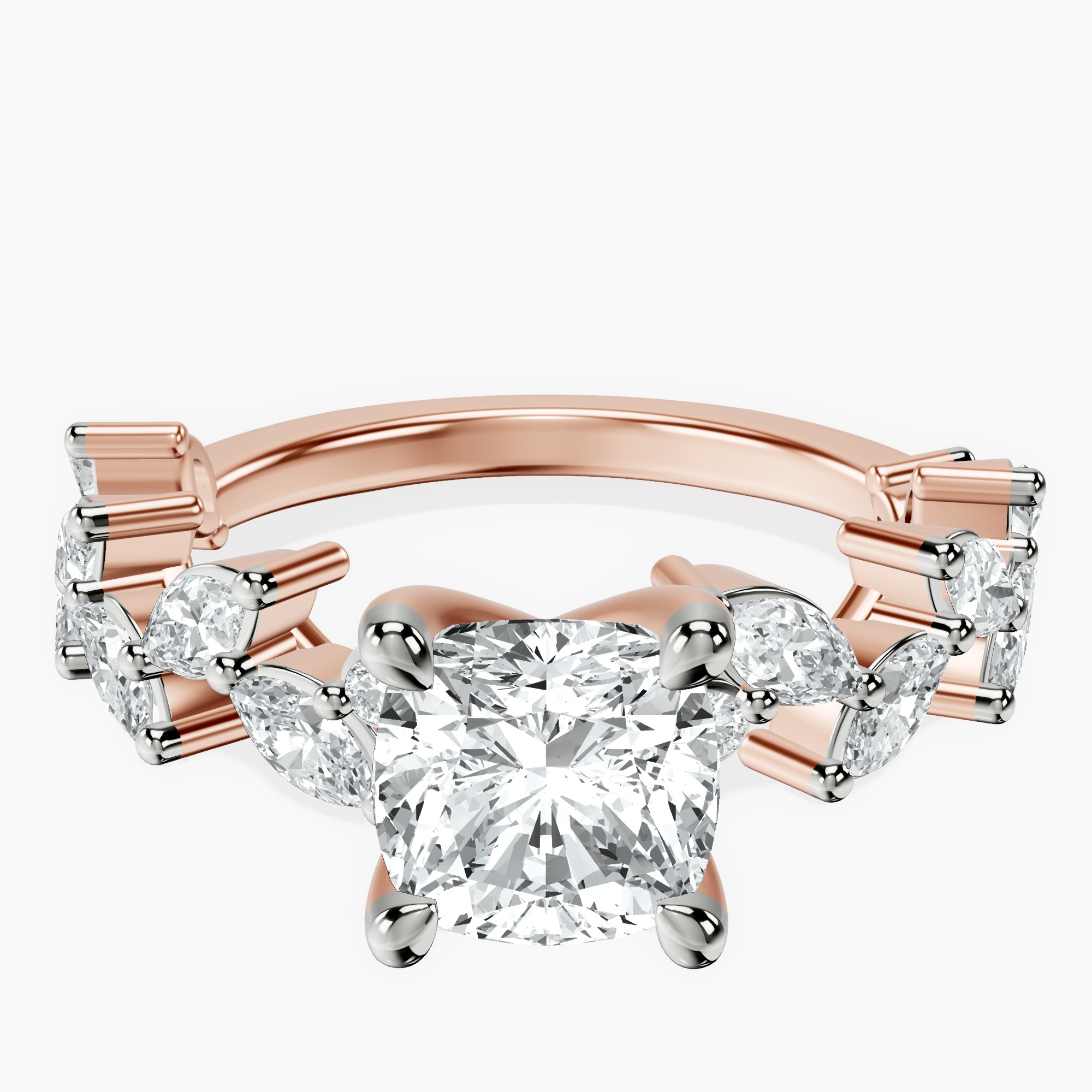 14kt Rose Gold Hester Petite Side Stone Lab Diamond Ring front image