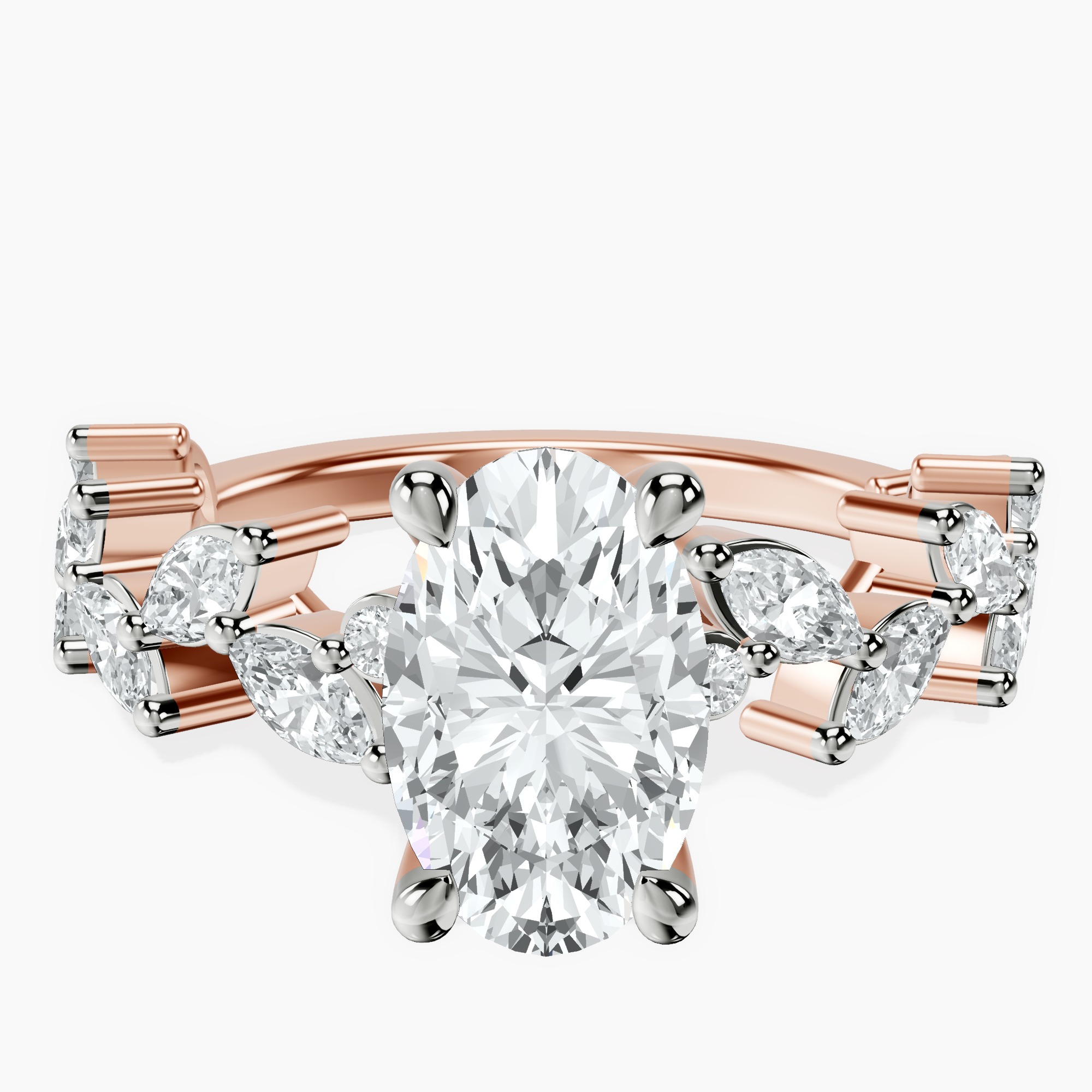 14kt Rose Gold Hester Petite Side Stone Lab Diamond Ring front image
