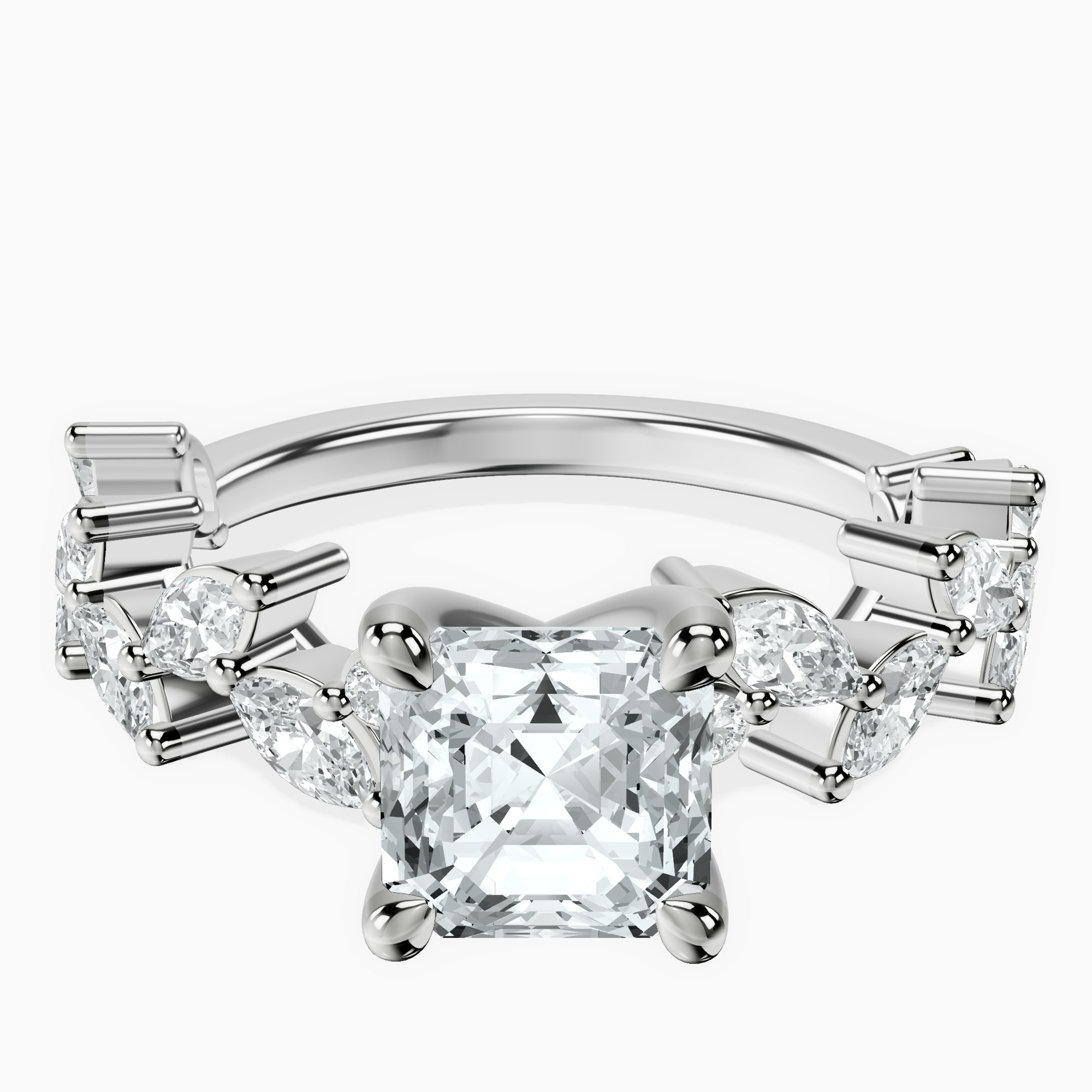 14kt White Gold Hester Petite Side Stone Lab Diamond Ring front image