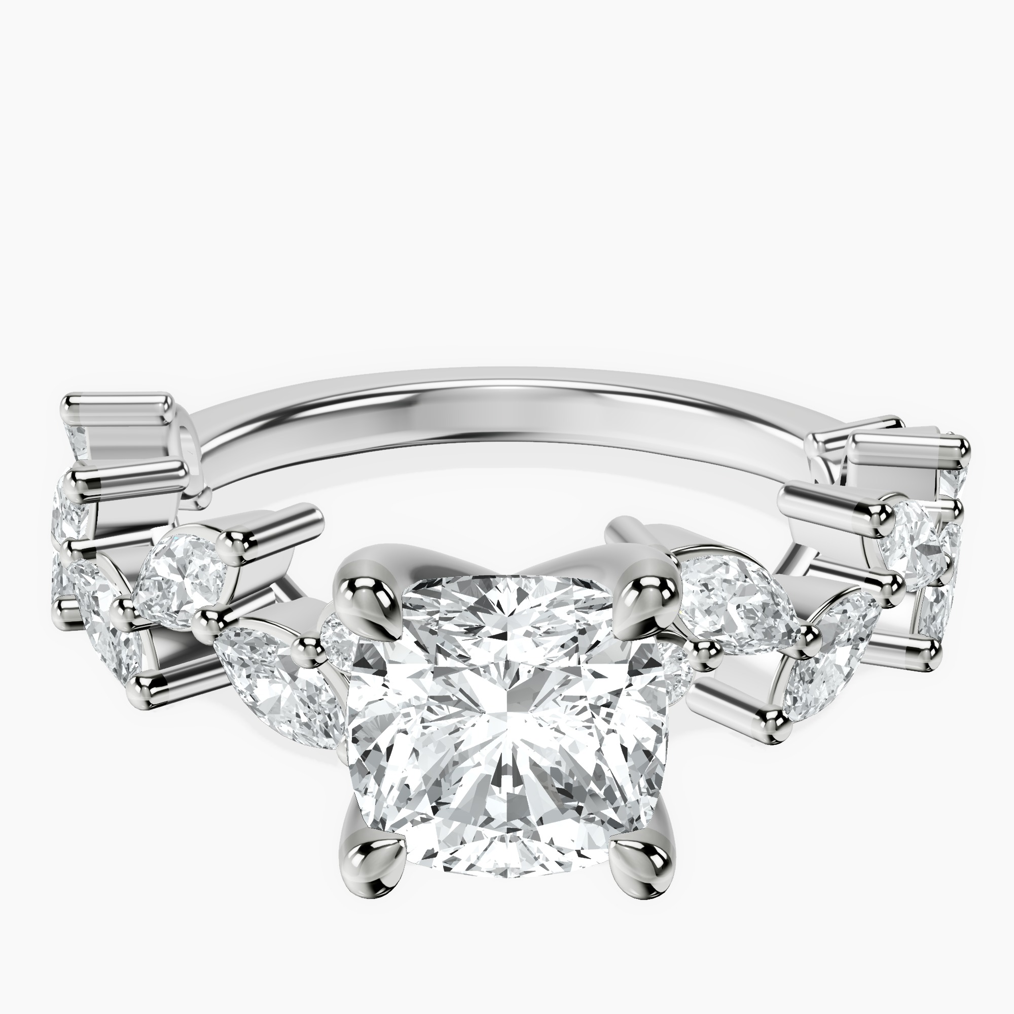 14kt White Gold Hester Petite Side Stone Lab Diamond Ring front image