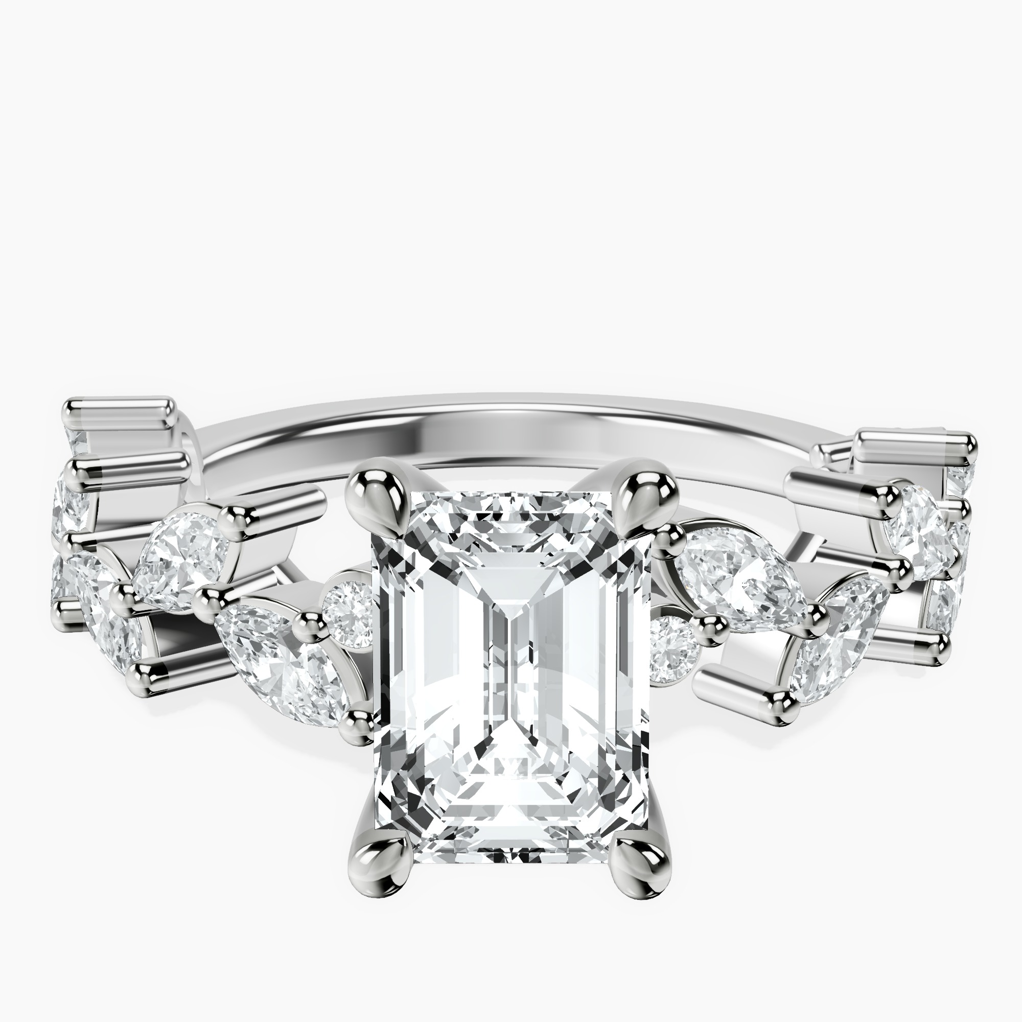 14kt White Gold Hester Petite Side Stone Lab Diamond Ring front image
