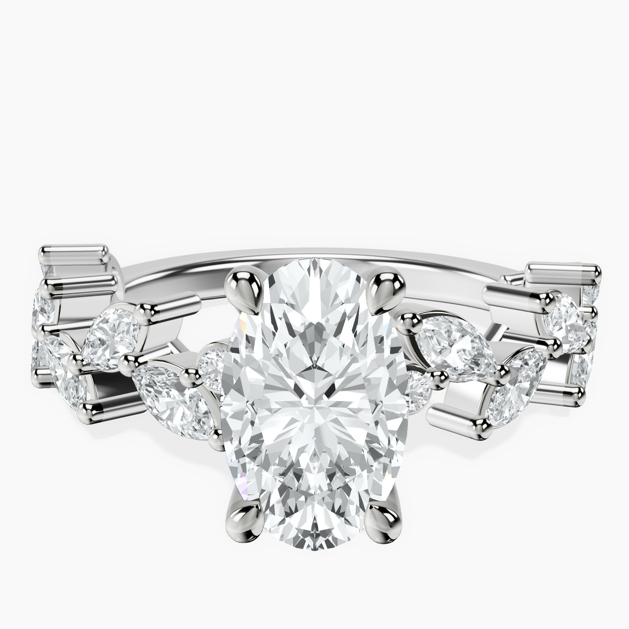 14kt White Gold Hester Petite Side Stone Lab Diamond Ring front image