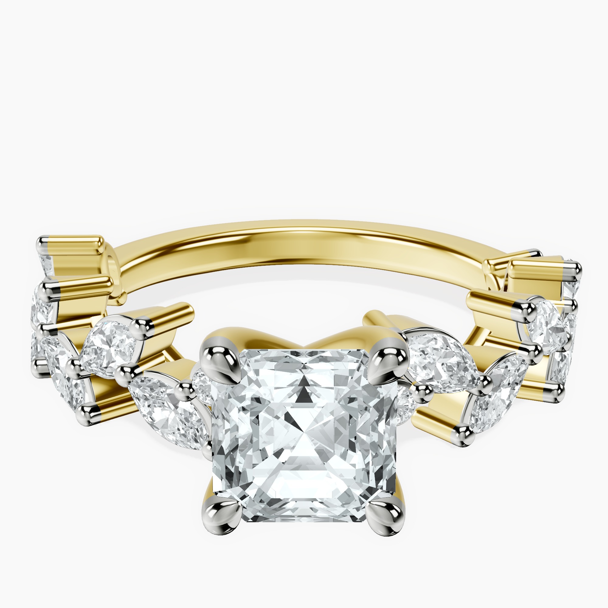 14kt Yellow Gold Hester Petite Side Stone Lab Diamond Ring front image