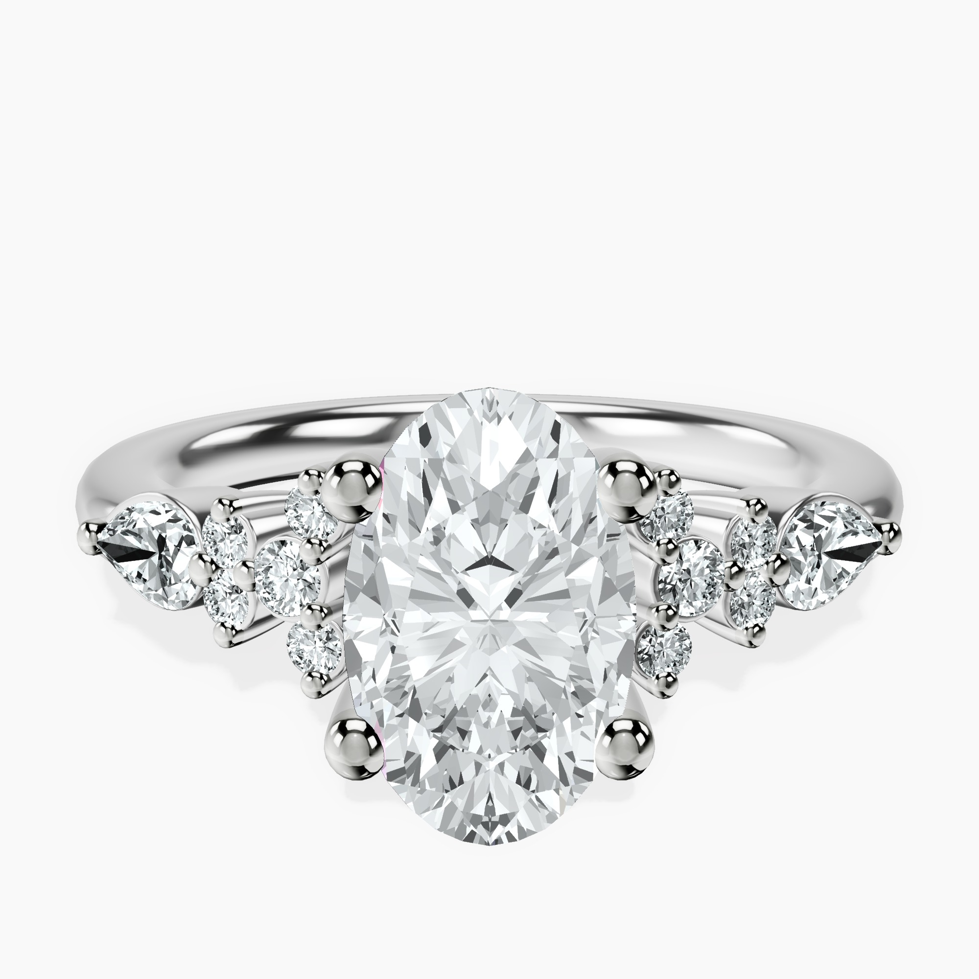 2.40 ct. oval Josephine Ring in platinum rtr top