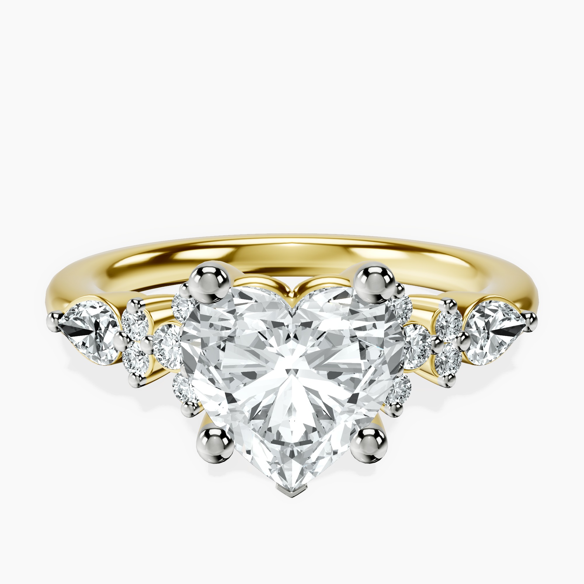 14kt Yellow Gold Josephine Four Prong Side Stone Lab Diamond Ring front image