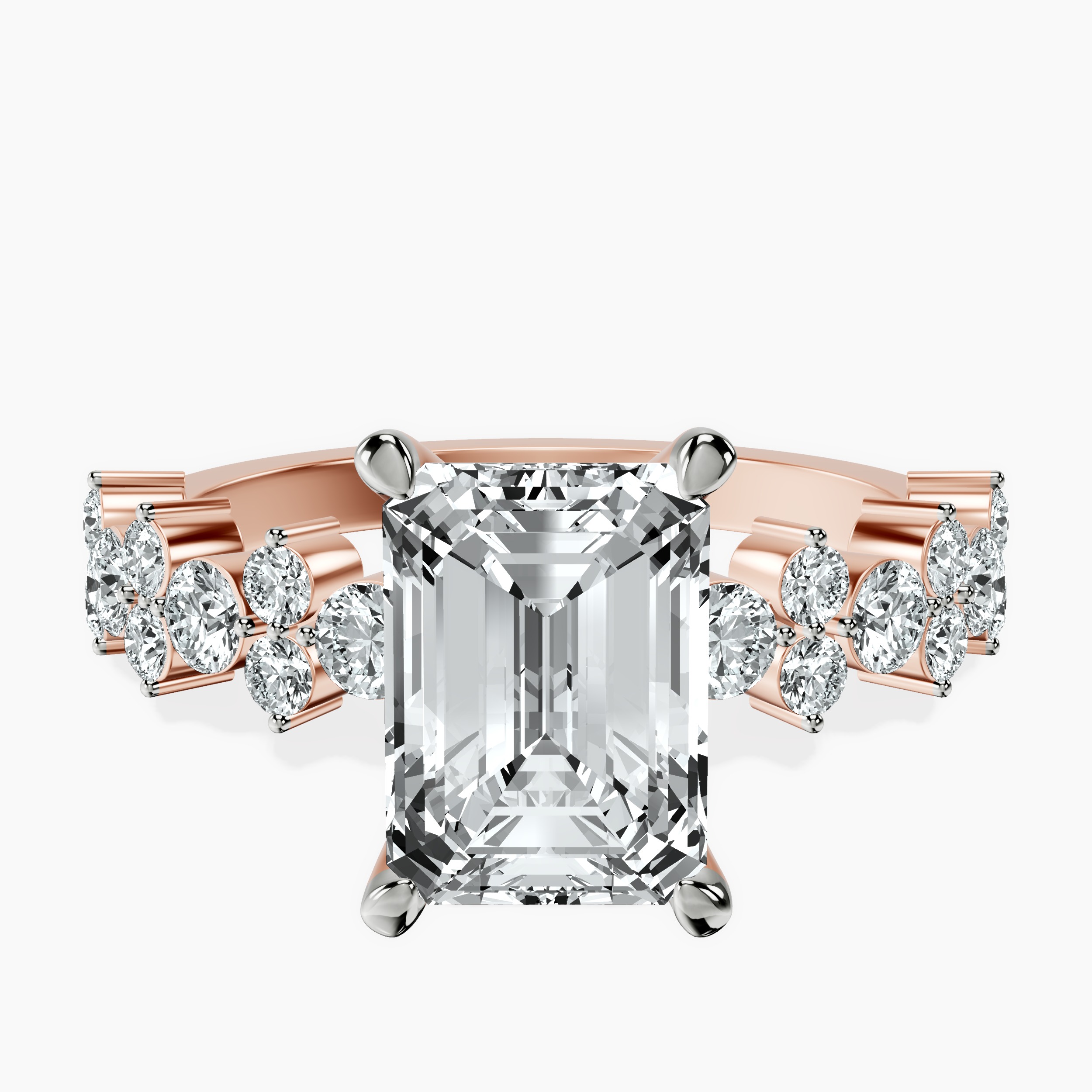 2.91 ct. emerald Dorothea Ring in 14kt rose gold rtr top
