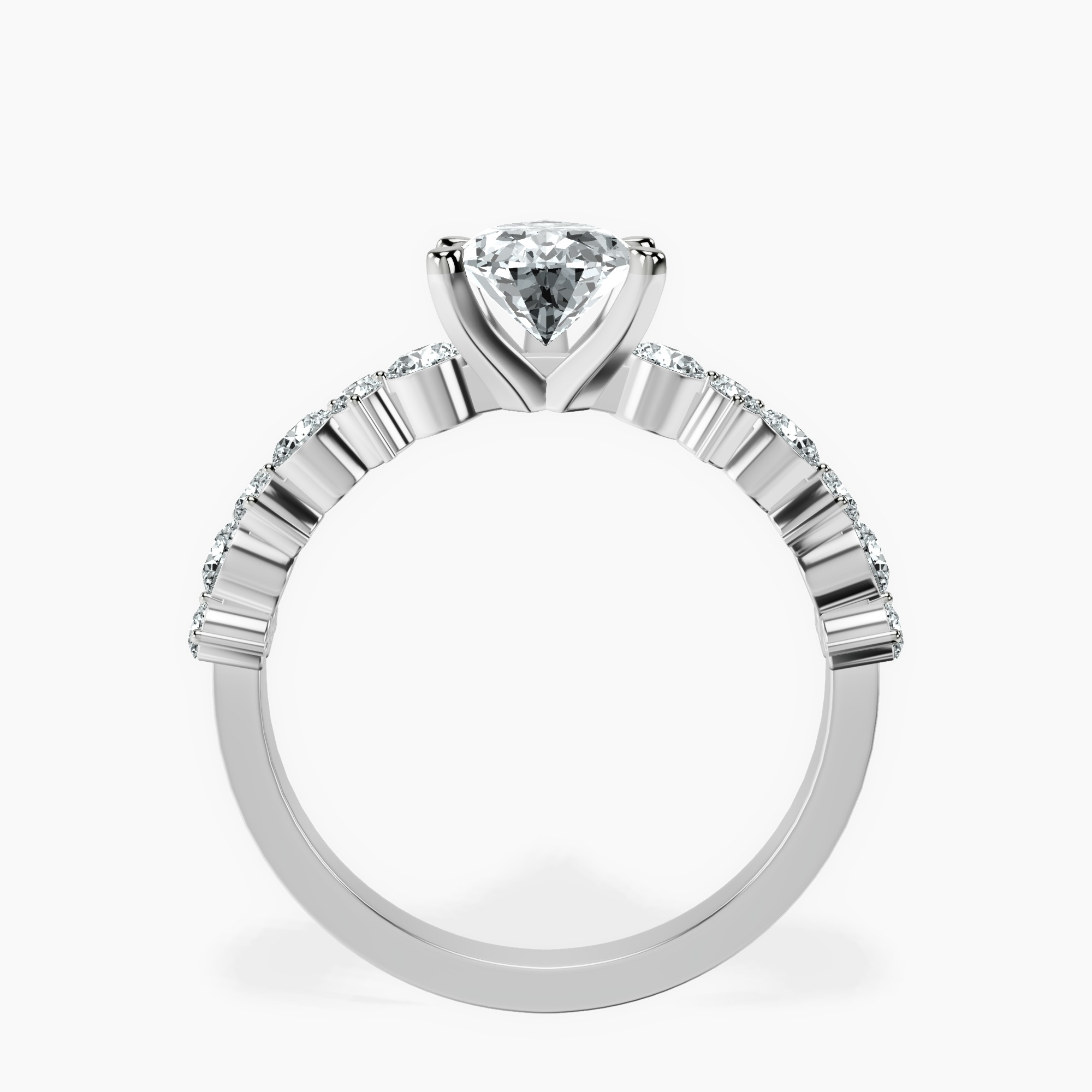 1.85 ct. pear Dorothea Ring in 10kt white gold side right image one