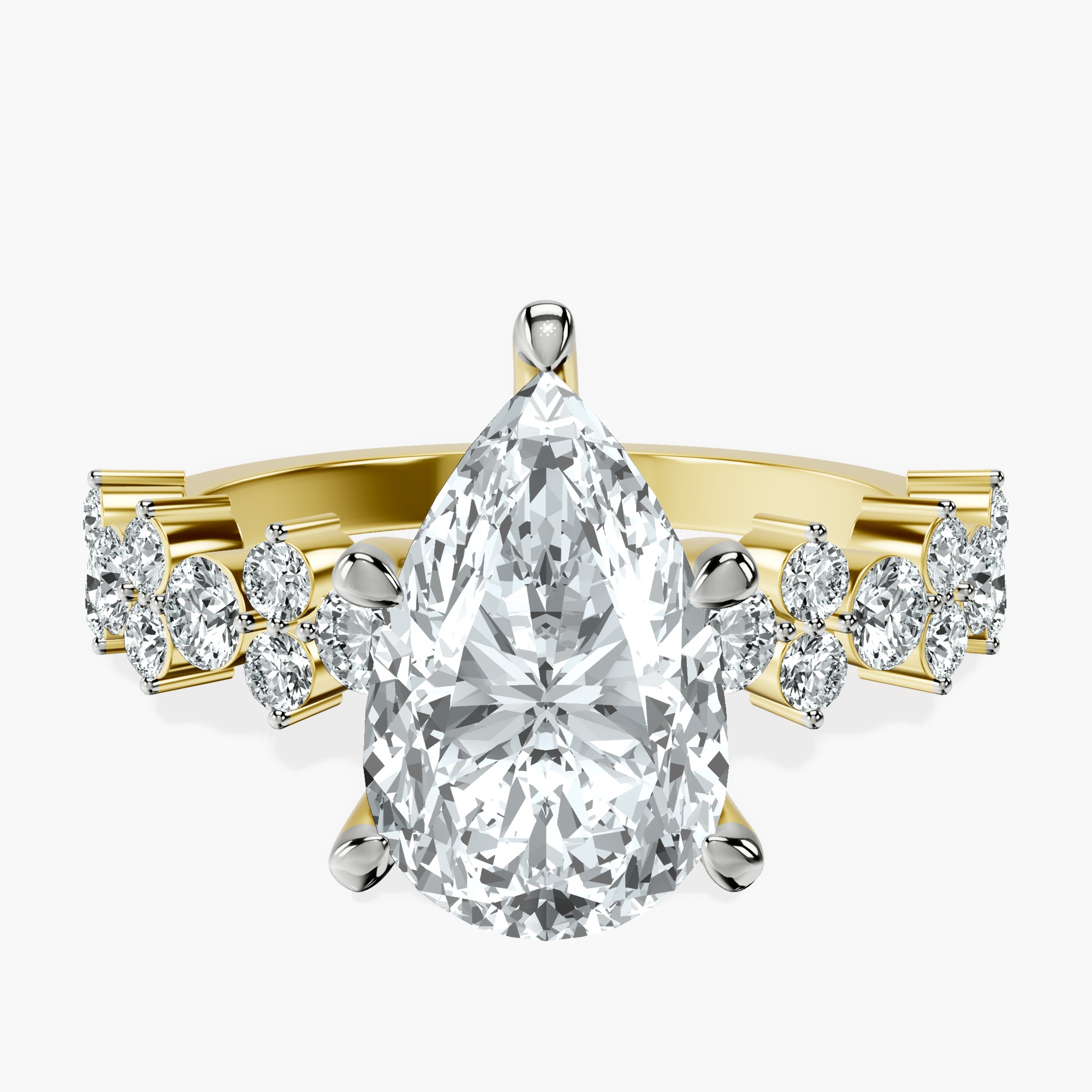 2.59 ct. pear Dorothea Ring in 14kt yellow gold rtr top