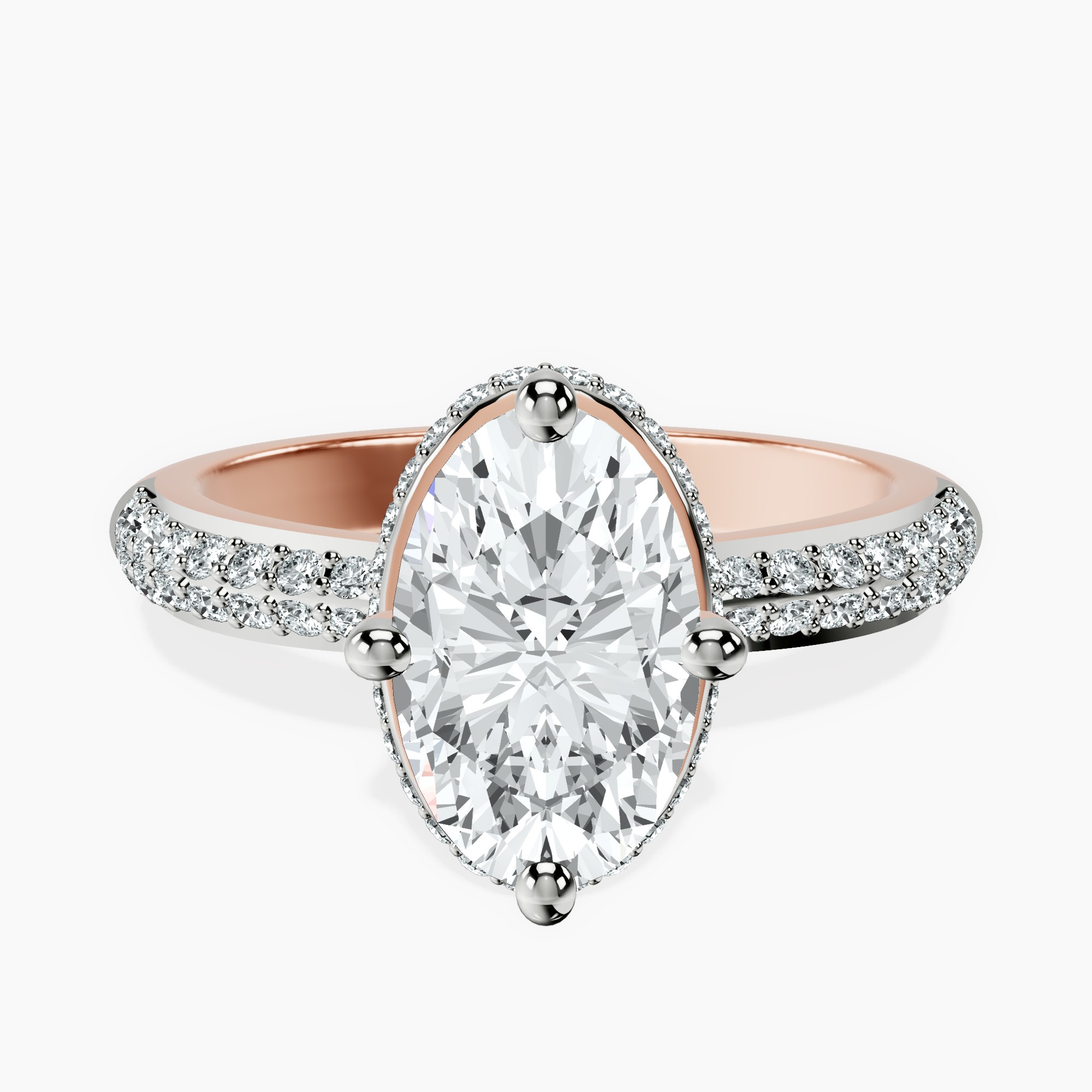 2.44 ct. oval Eloa Secret Halo Ring in 14kt rose gold rtr top
