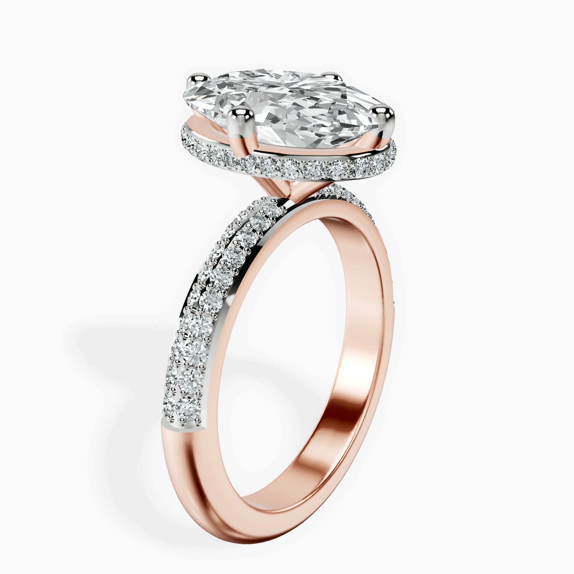 2.44 ct. oval Eloa Secret Halo Ring in 14kt rose gold standing product image one