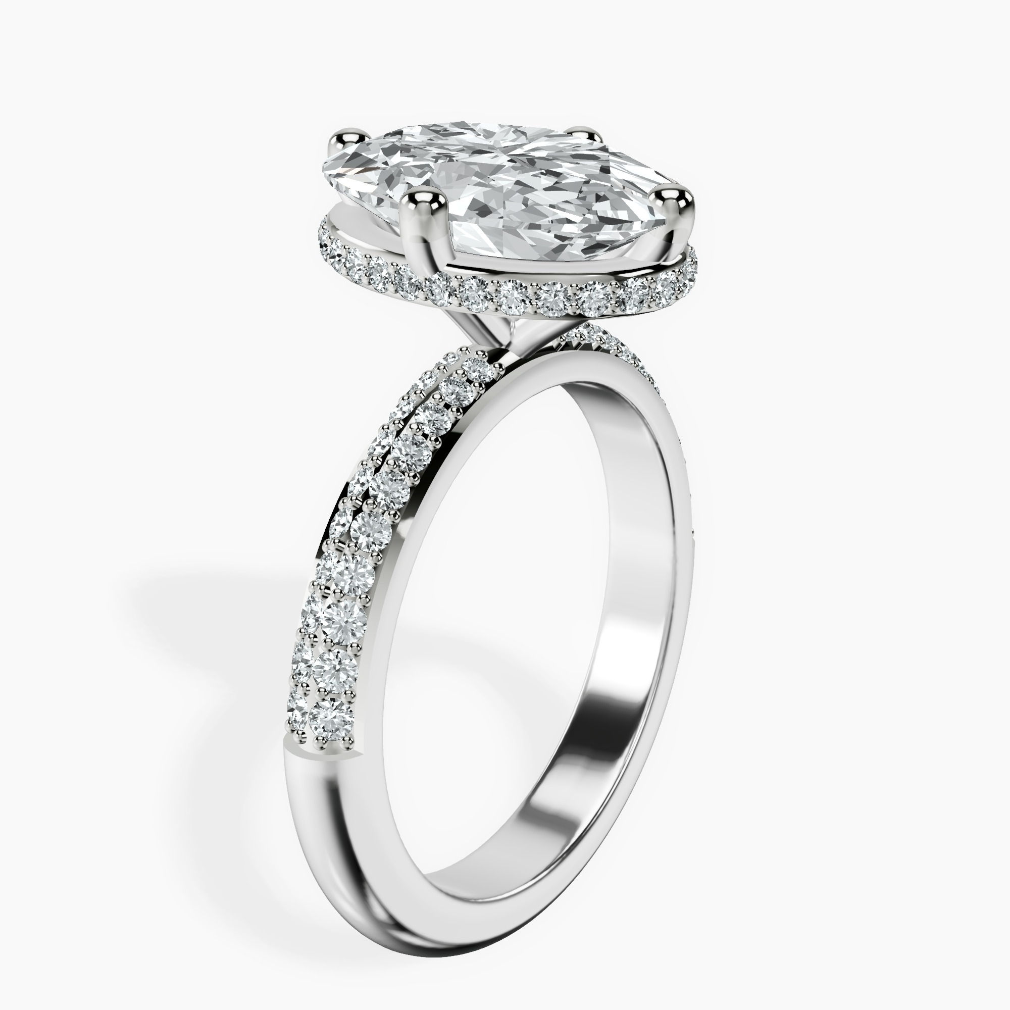 1.37 ct. oval Eloa Secret Halo Ring in 10kt white gold standing product image one