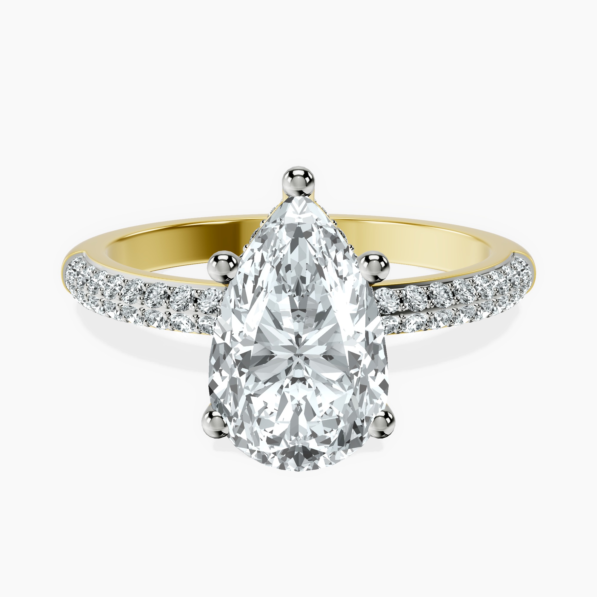 1.34 ct. pear Eloa Secret Halo Ring in 10kt yellow gold rtr top