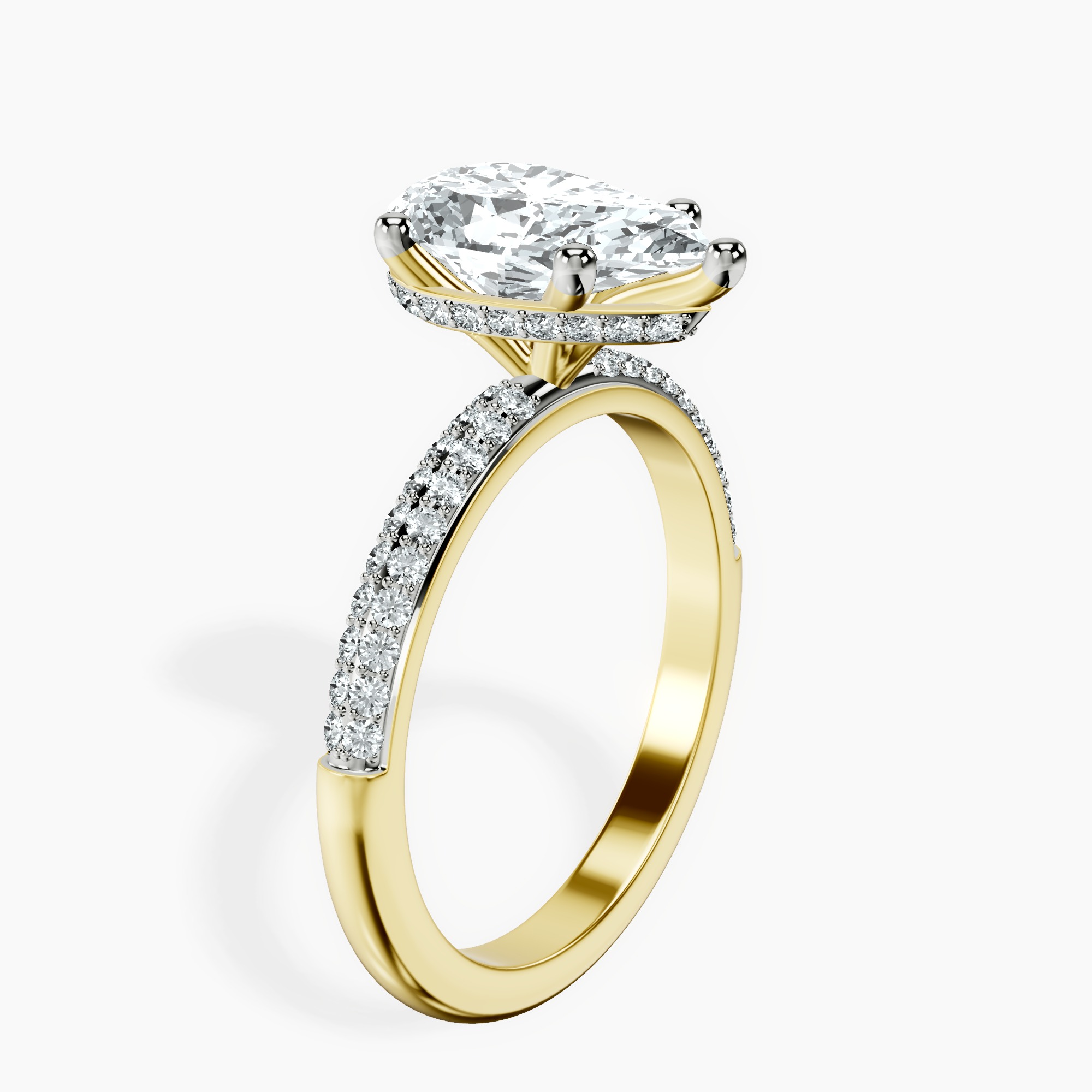 1.34 ct. pear Eloa Secret Halo Ring in 10kt yellow gold standing product image one